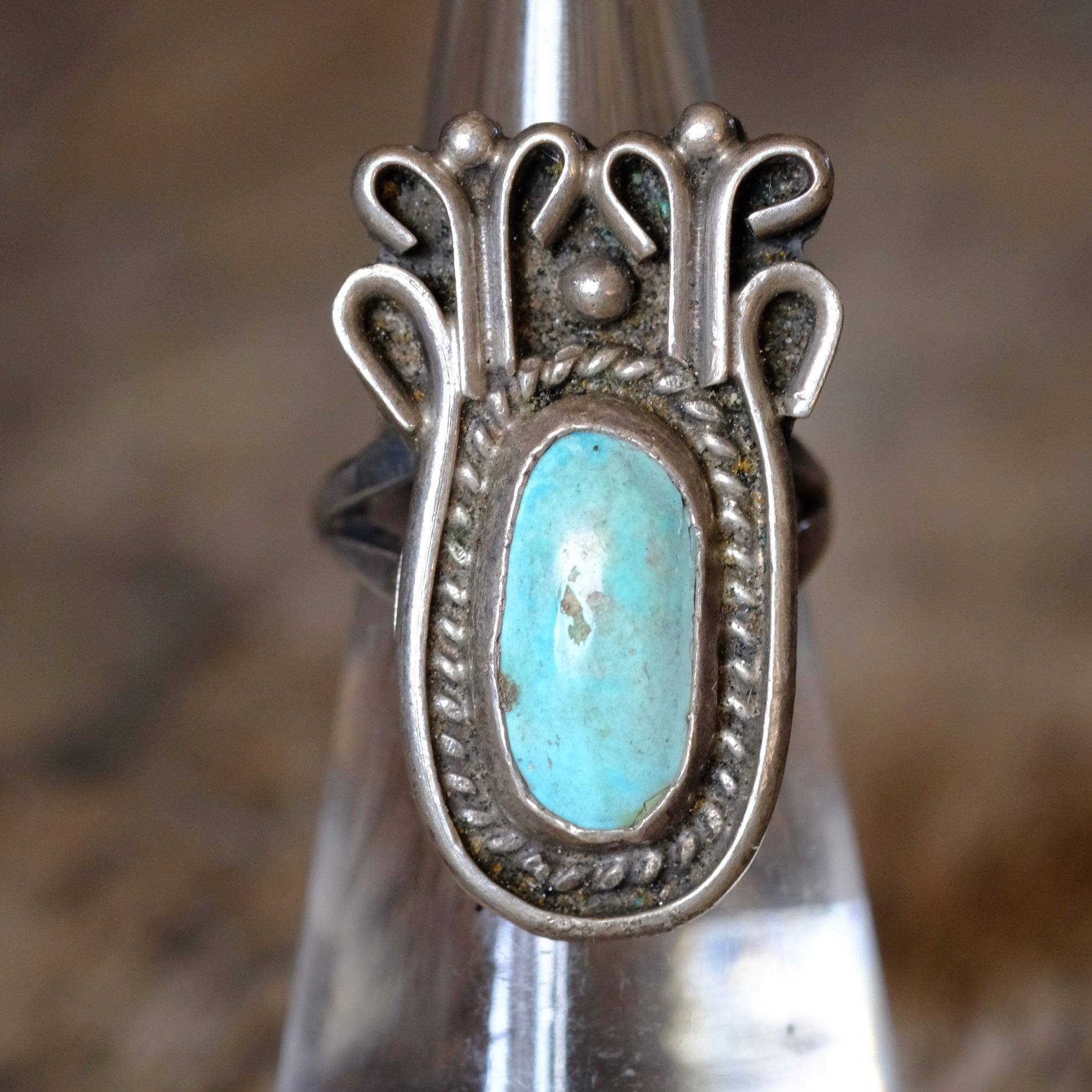 Vintage Sterling Turquoise Ring 5.5