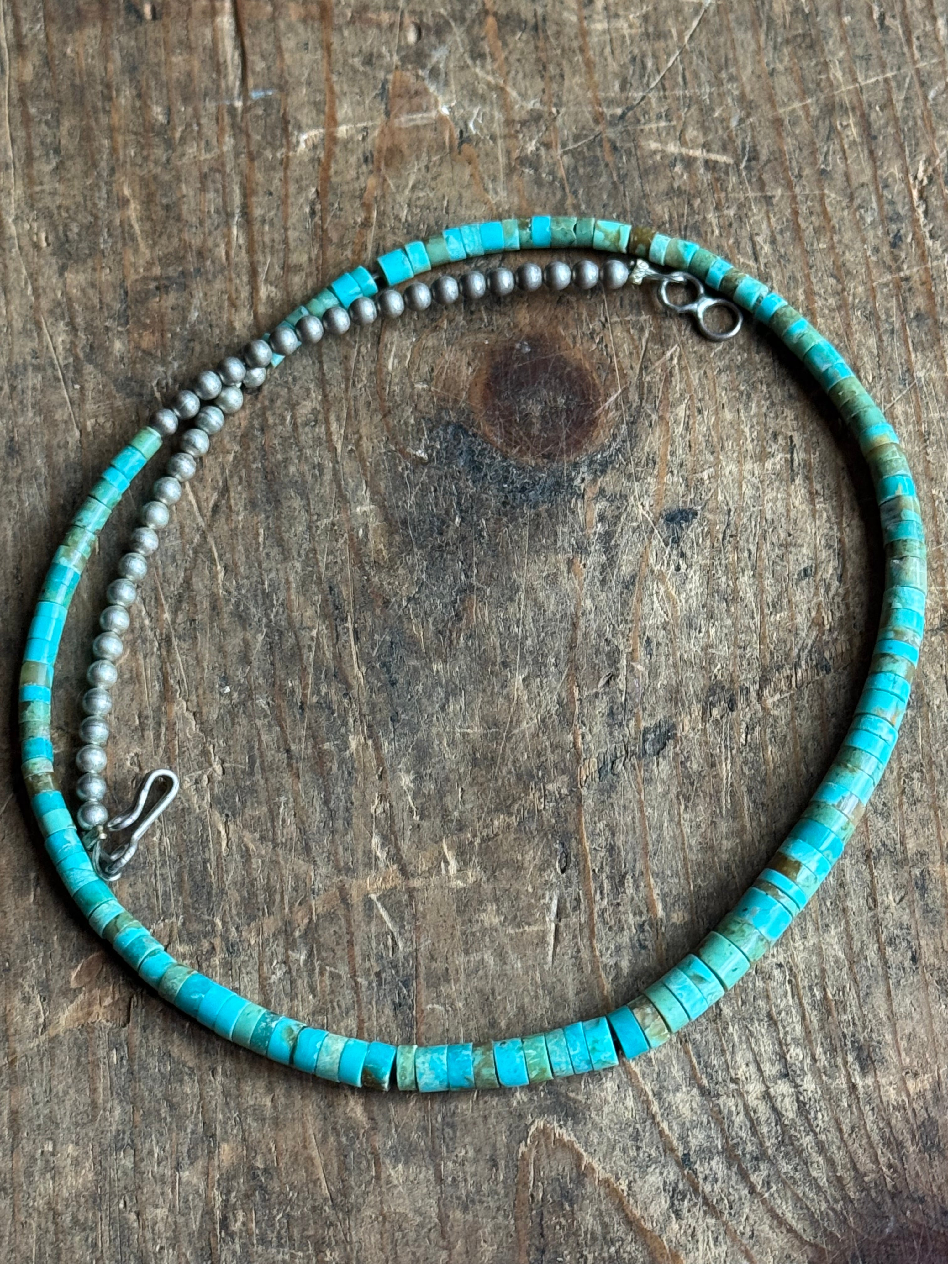 Vintage Turquoise & Silver Bead Necklace