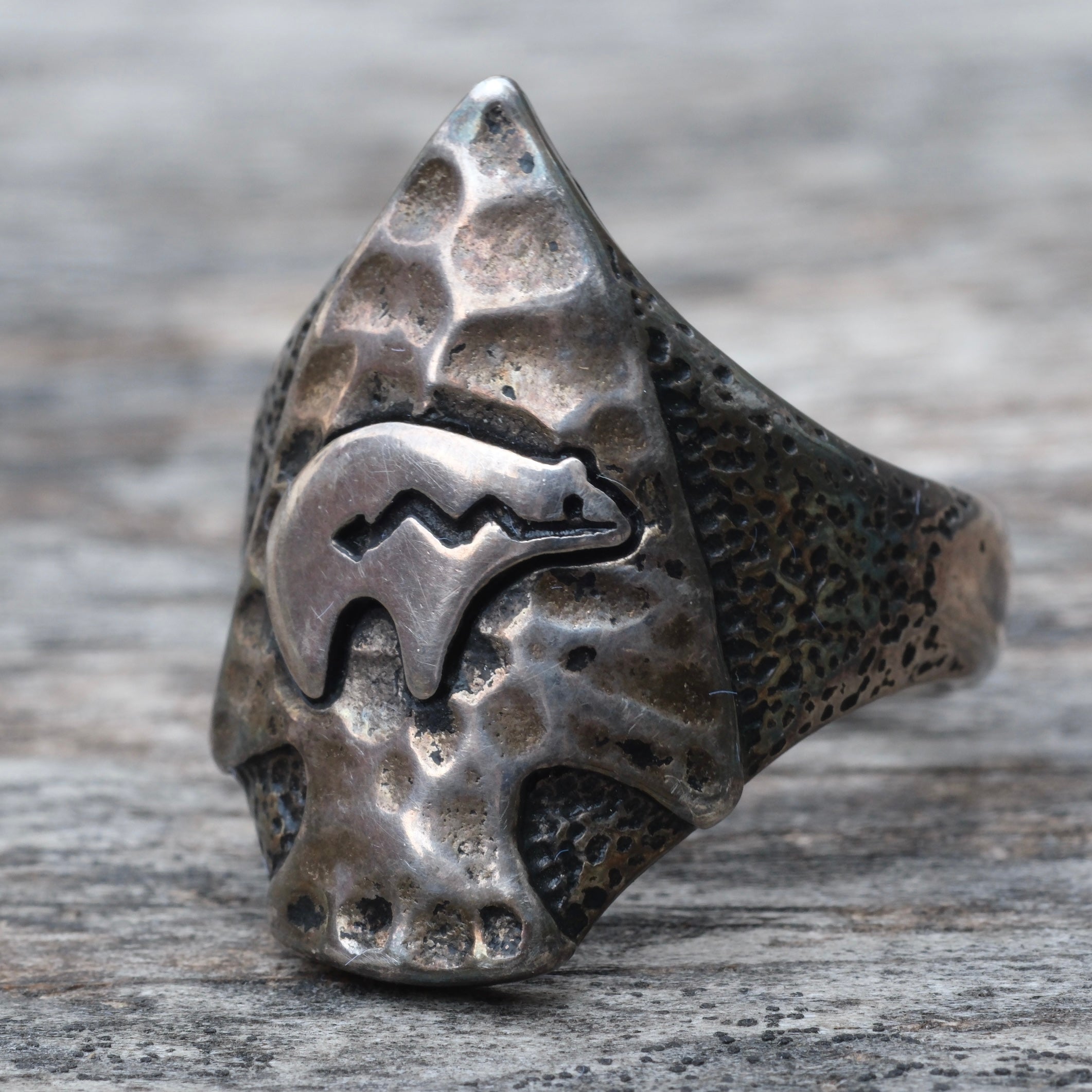 Vintage Sterling Bear Arrowhead Ring 12