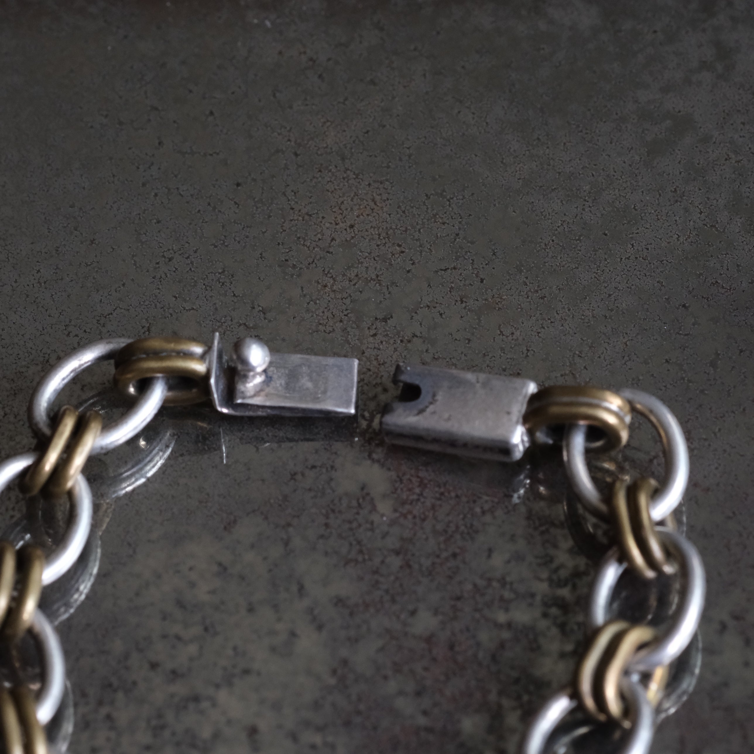 Vintage Sterling Silver and Copper Chain Bracelet 7.75"