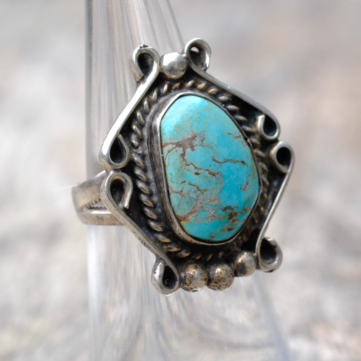 Vintage Sterling Turquoise Ring 5.5