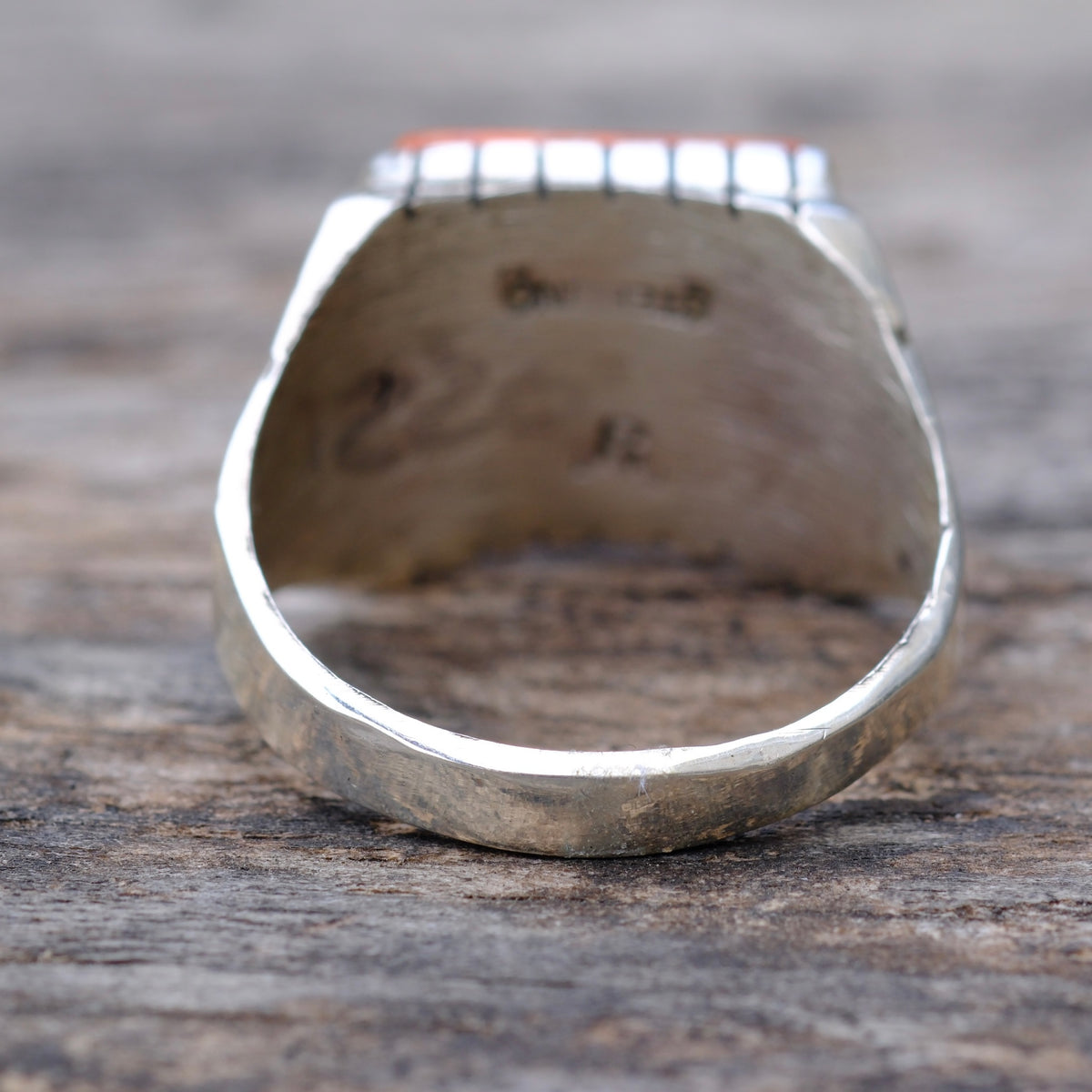 Vintage Sterling Spiny Oyster Ribbed Band Ring 11.75