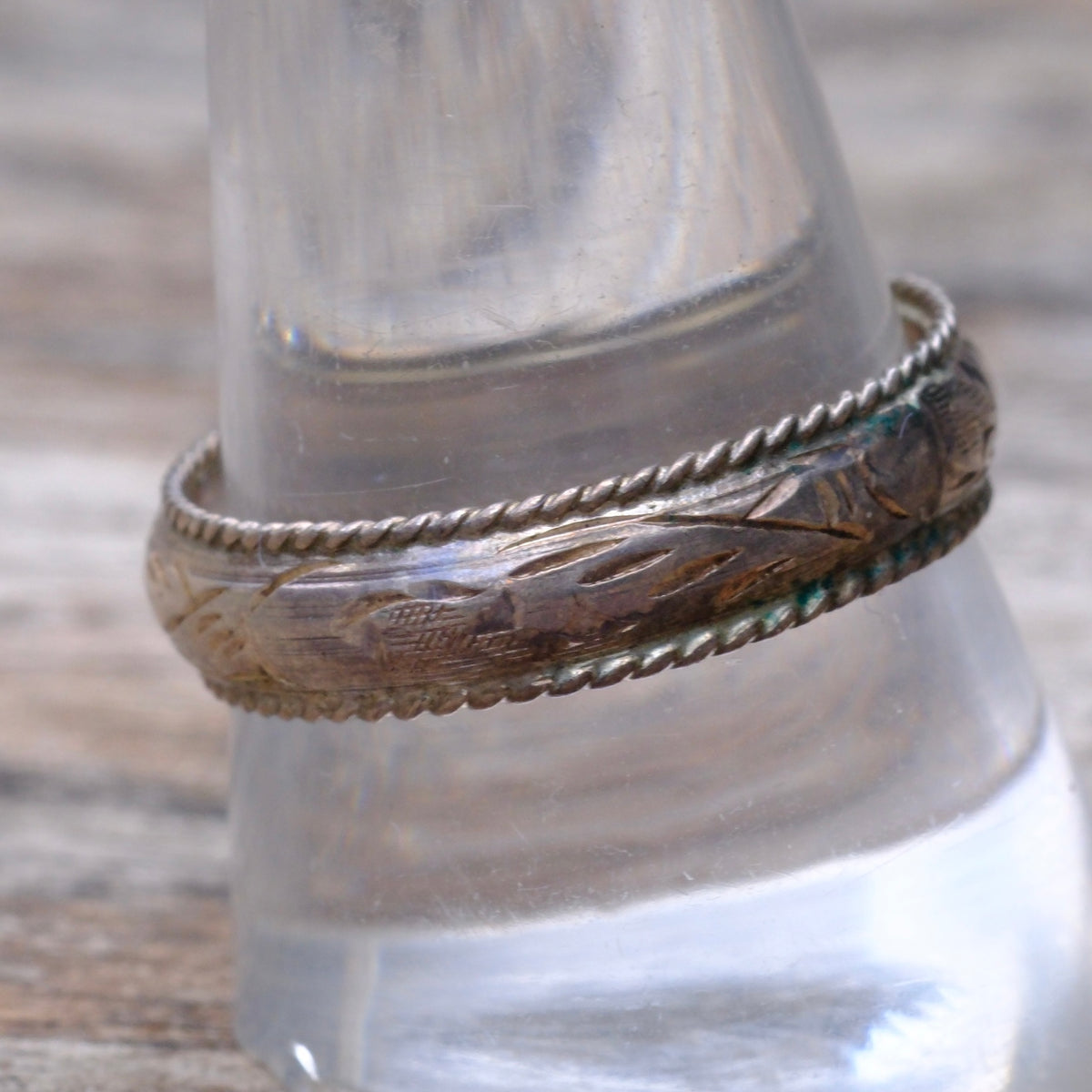 Vintage Sterling Silver Scroll Band Ring 10.75