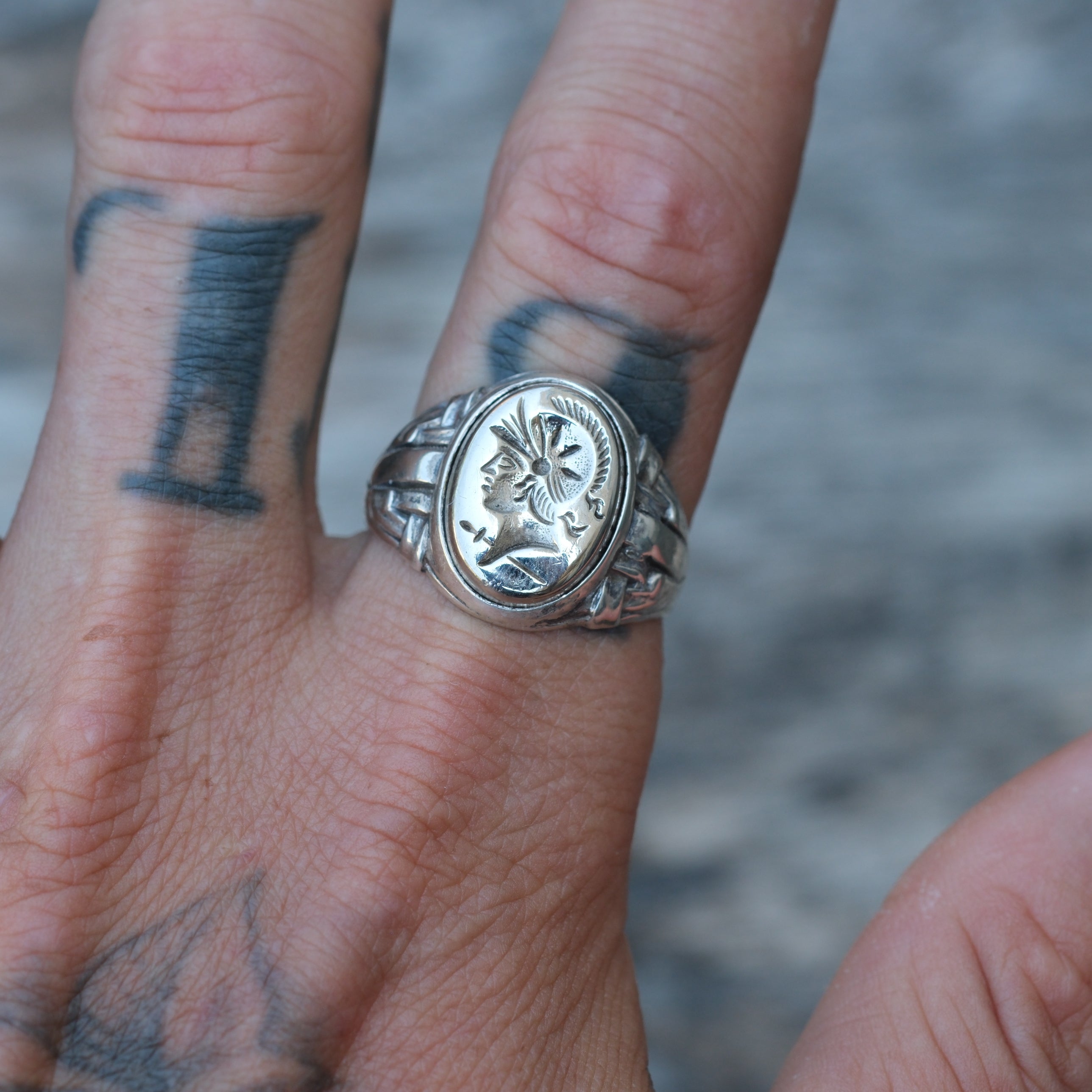 Vintage Sterling Centurion Signet Ring 11