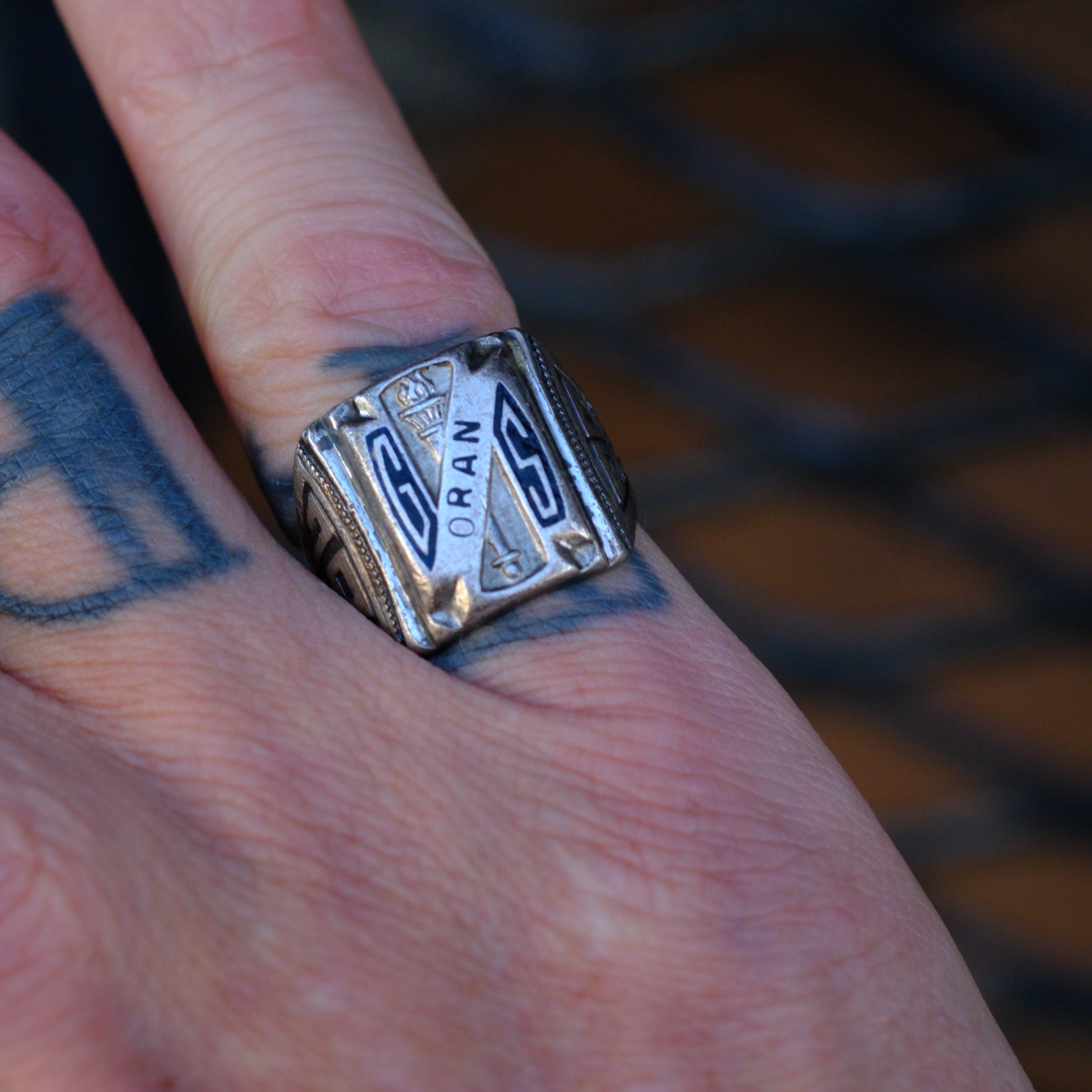 Vintage Sterling ORAN Class Ring 5.5
