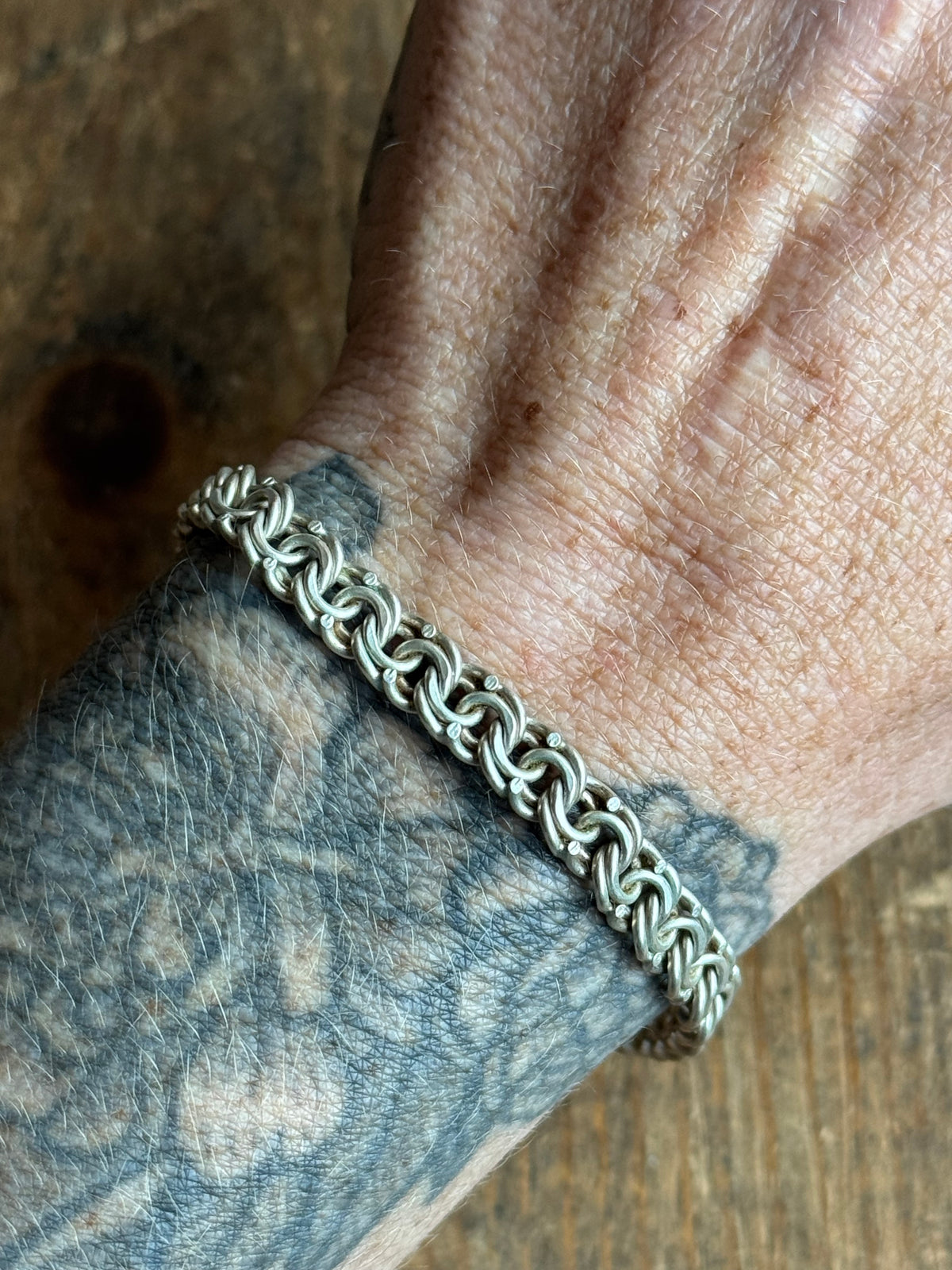 Vintage Sterling Silver Double Link Chain Bracelet