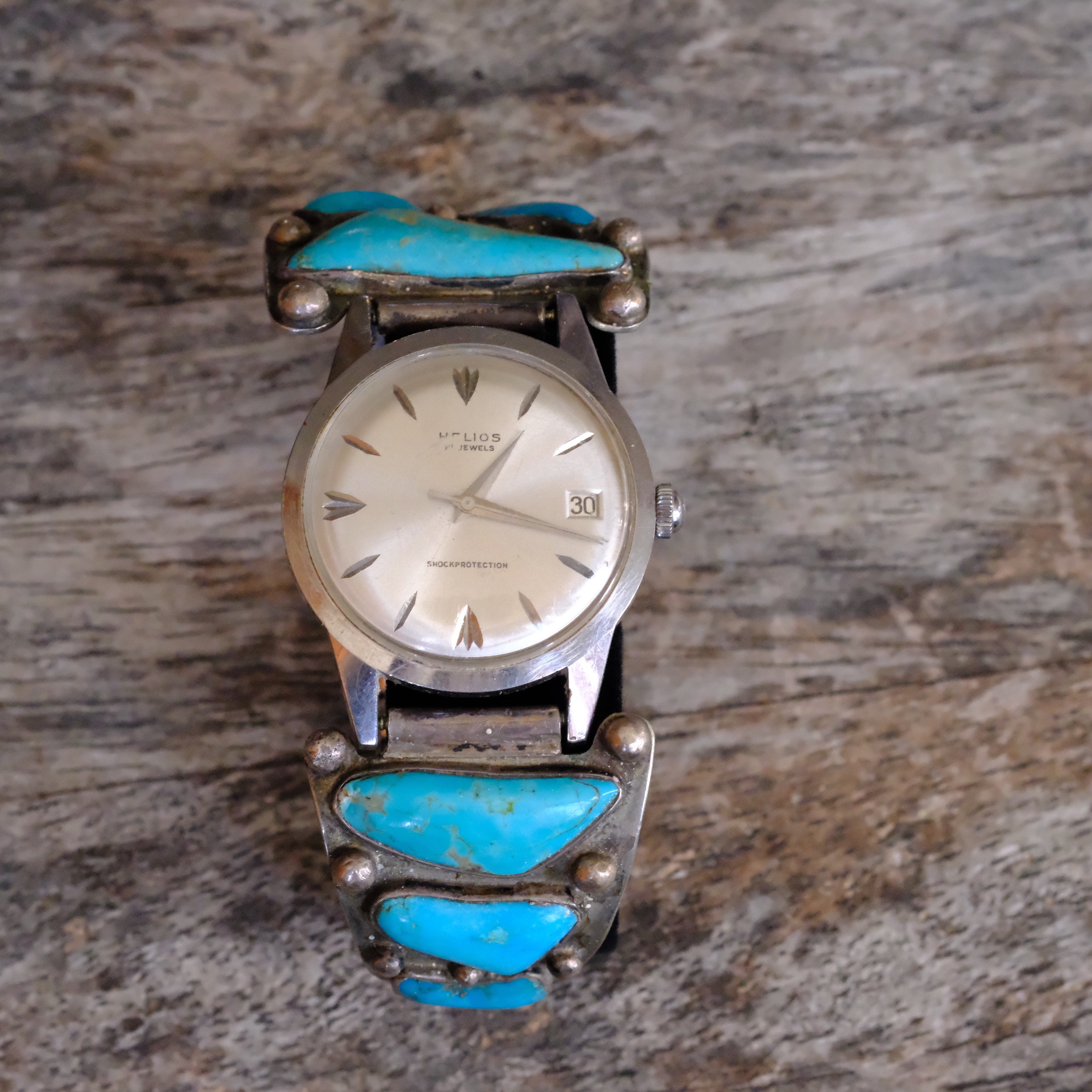 Vintage Sterling 7-Stone Turquoise Watch