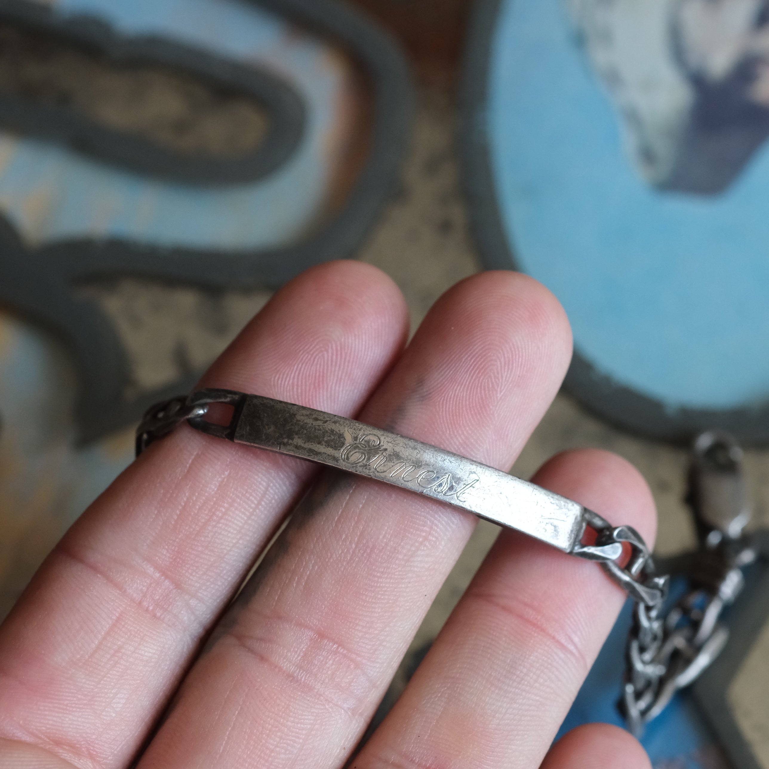 Vintage Sterling Silver ID Bracelet 8"