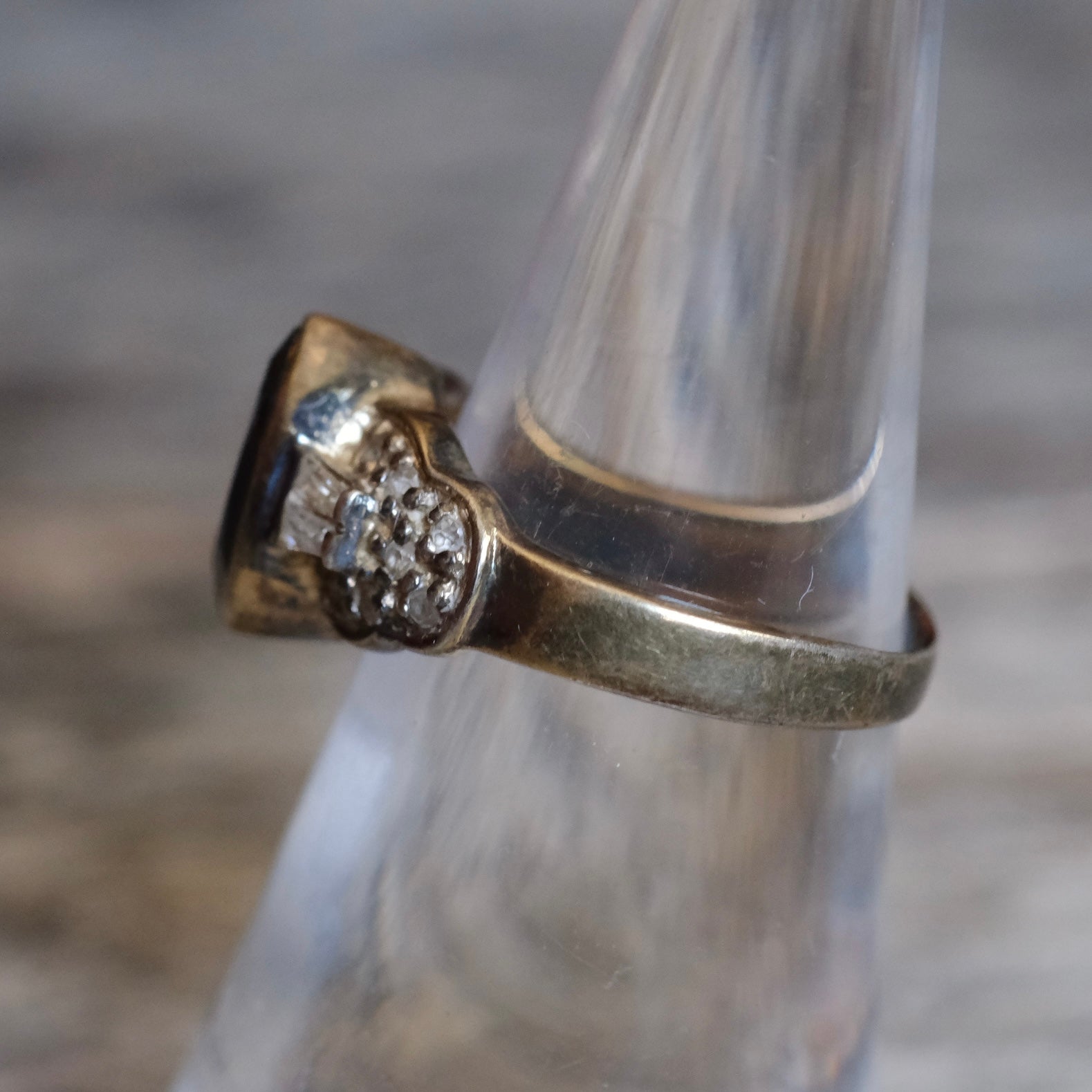 Vintage Sterling Blue Glass Ring 6.25