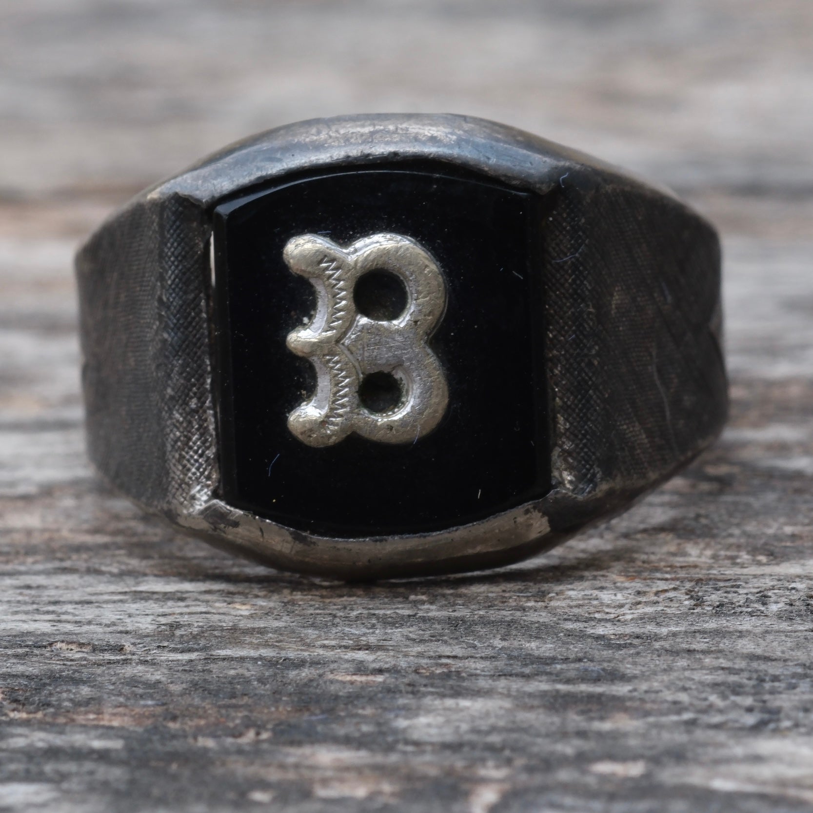 Vintage Sterling B Initial Signet Ring 10