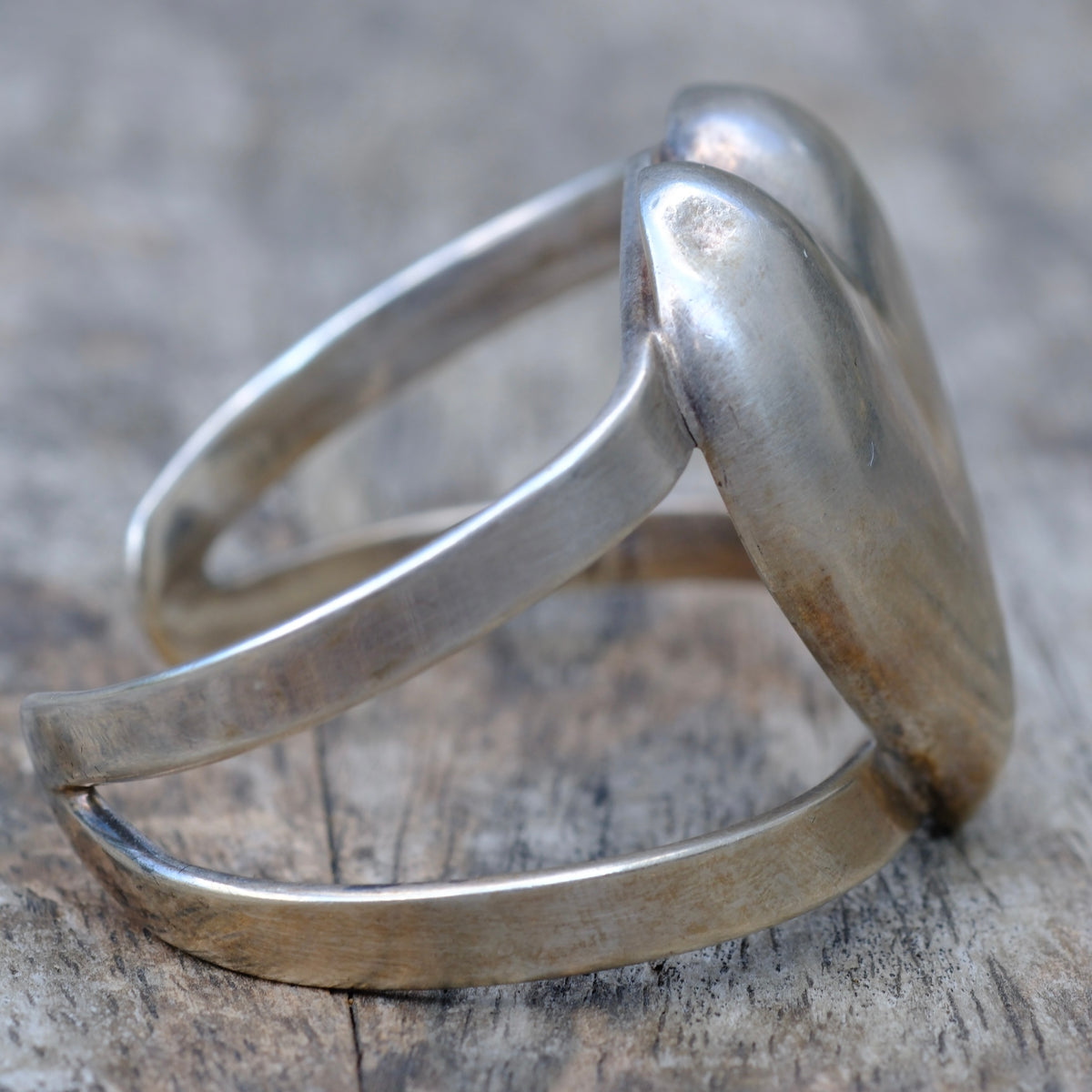 Vintage Sterling Silver Heart Cuff Bracelet