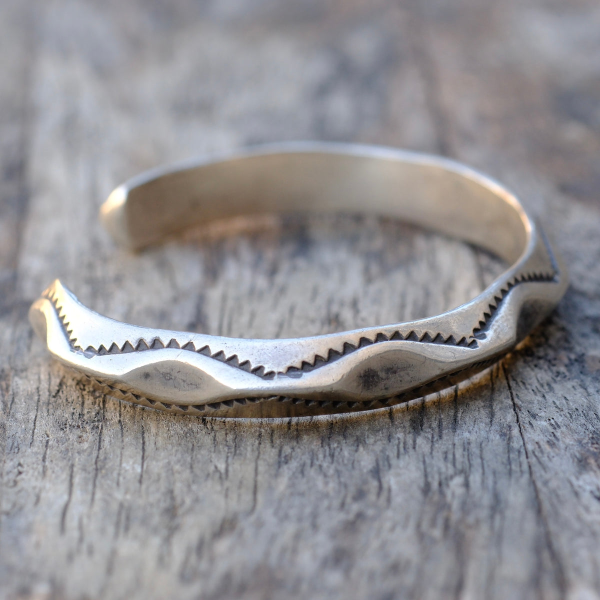 Vintage Sterling Silver Stamped Cuff Bracelet