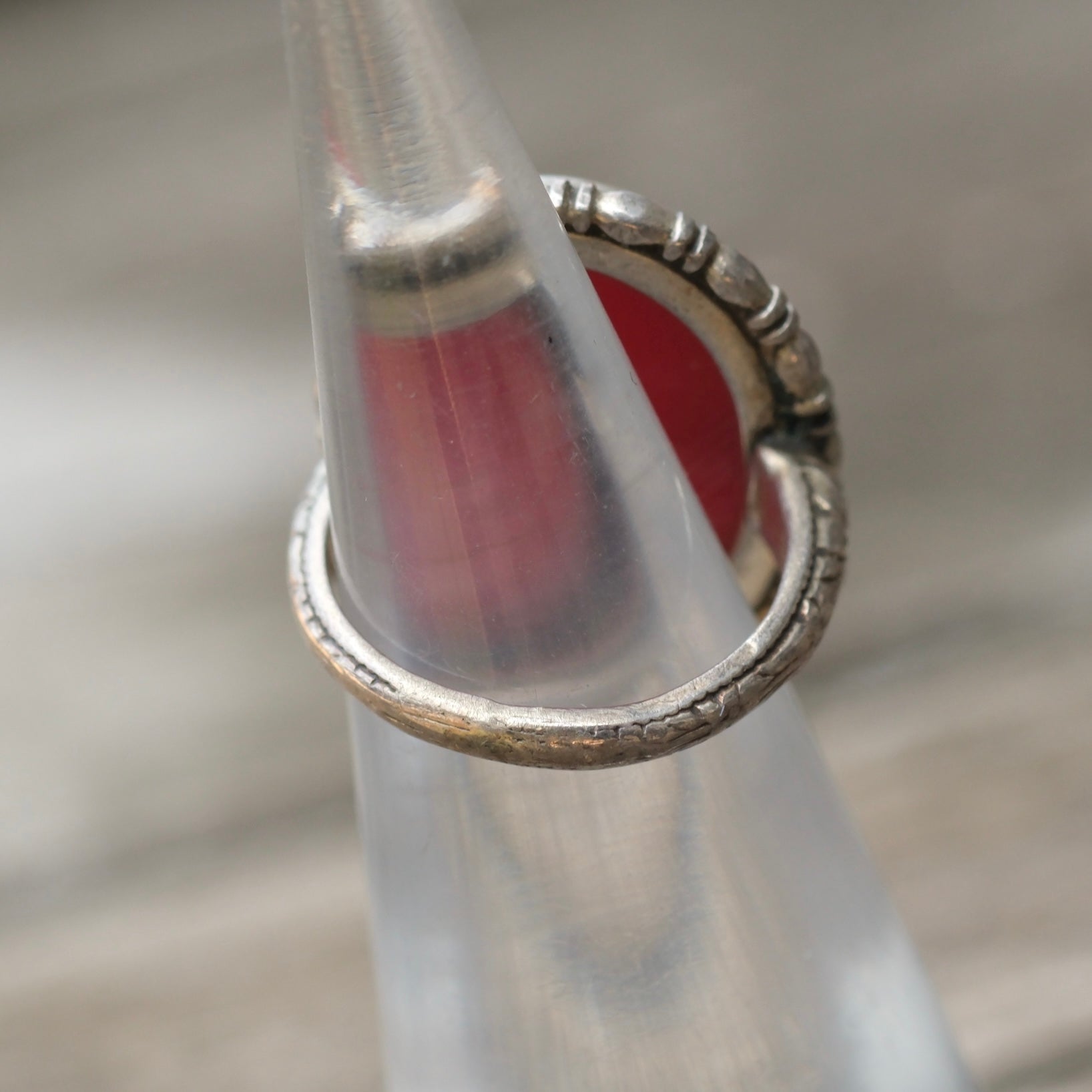 Vintage Sterling Red Enamel Ring 2