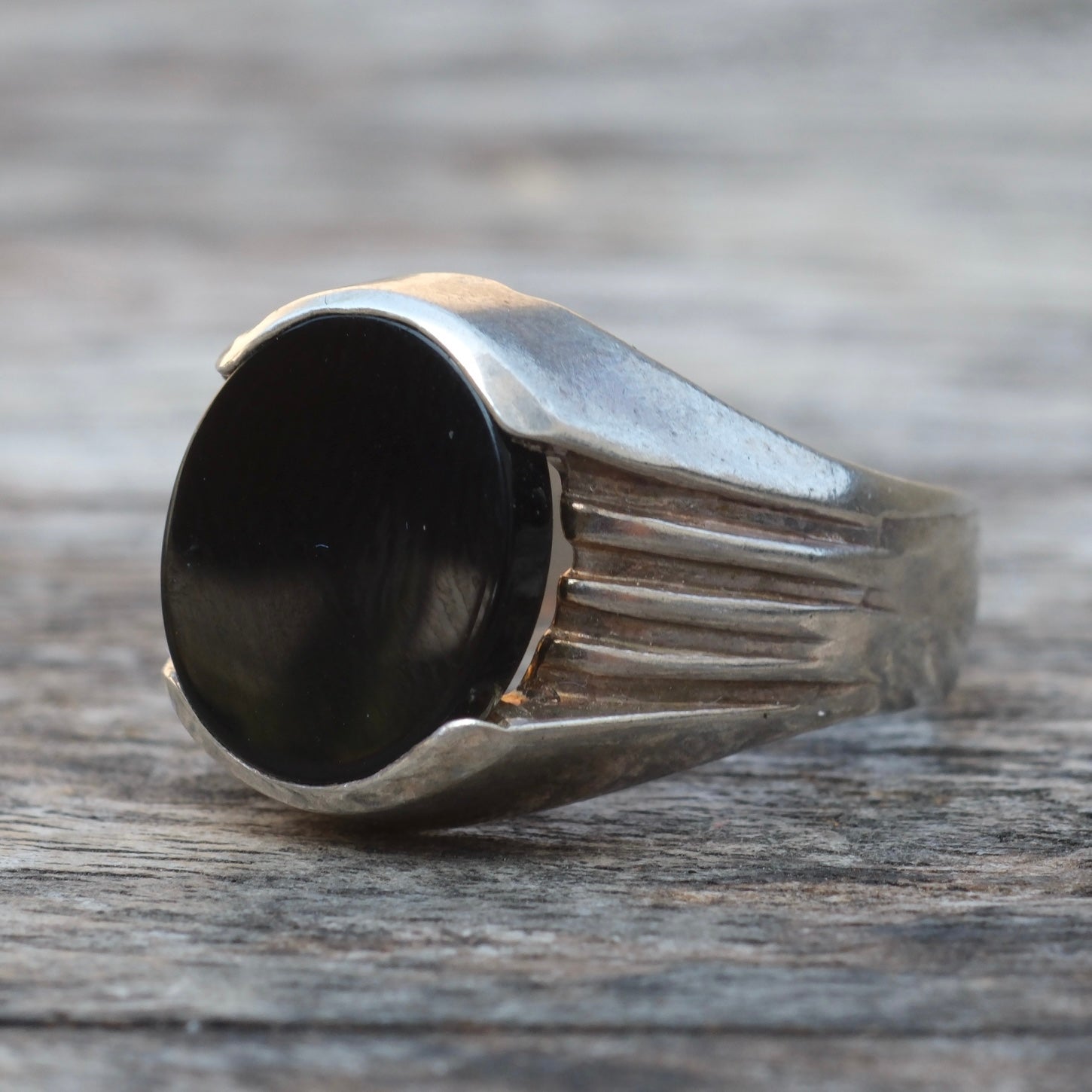 Vintage Sterling Onyx Signet Ring 9.25