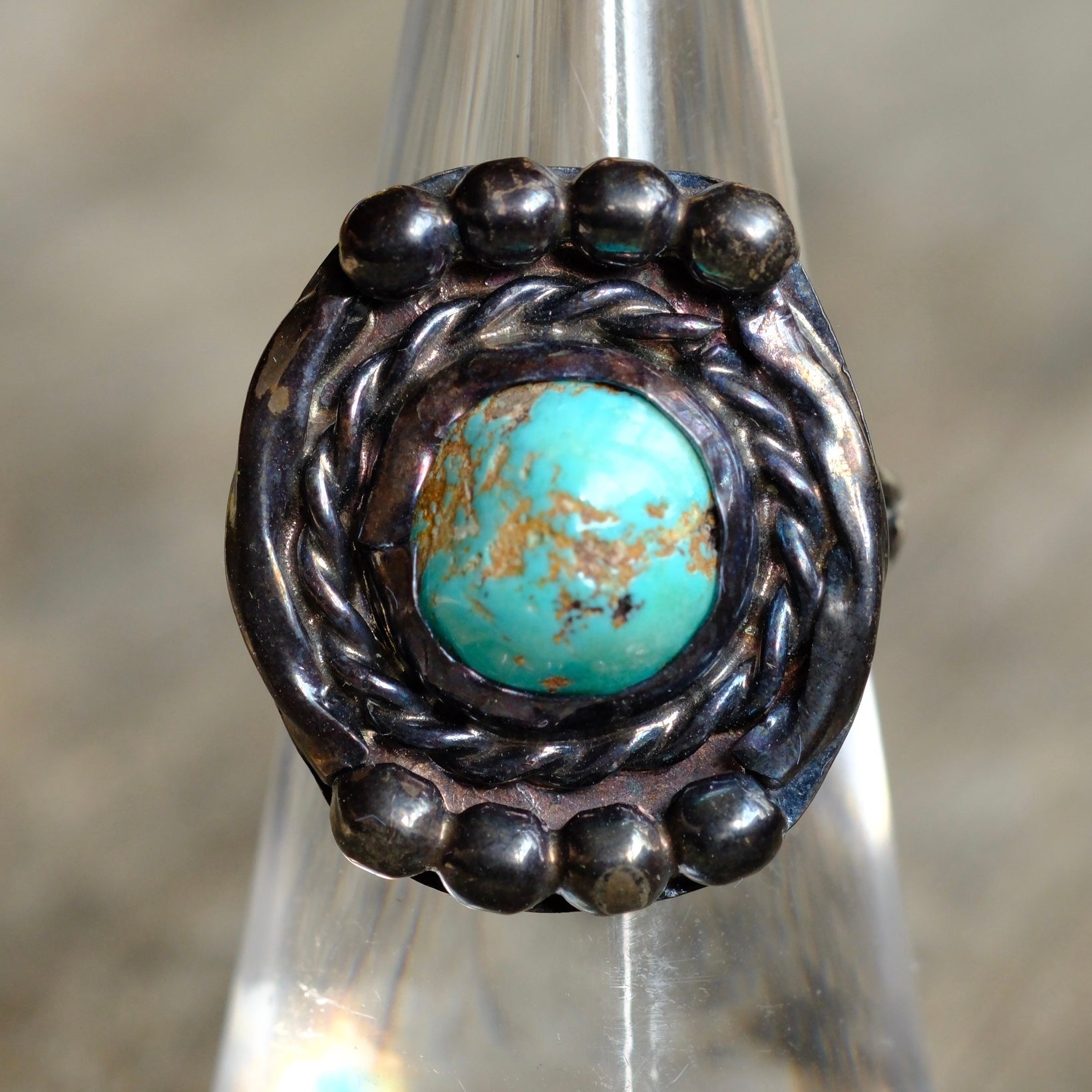 Vintage Sterling Turquoise Ring 5.75