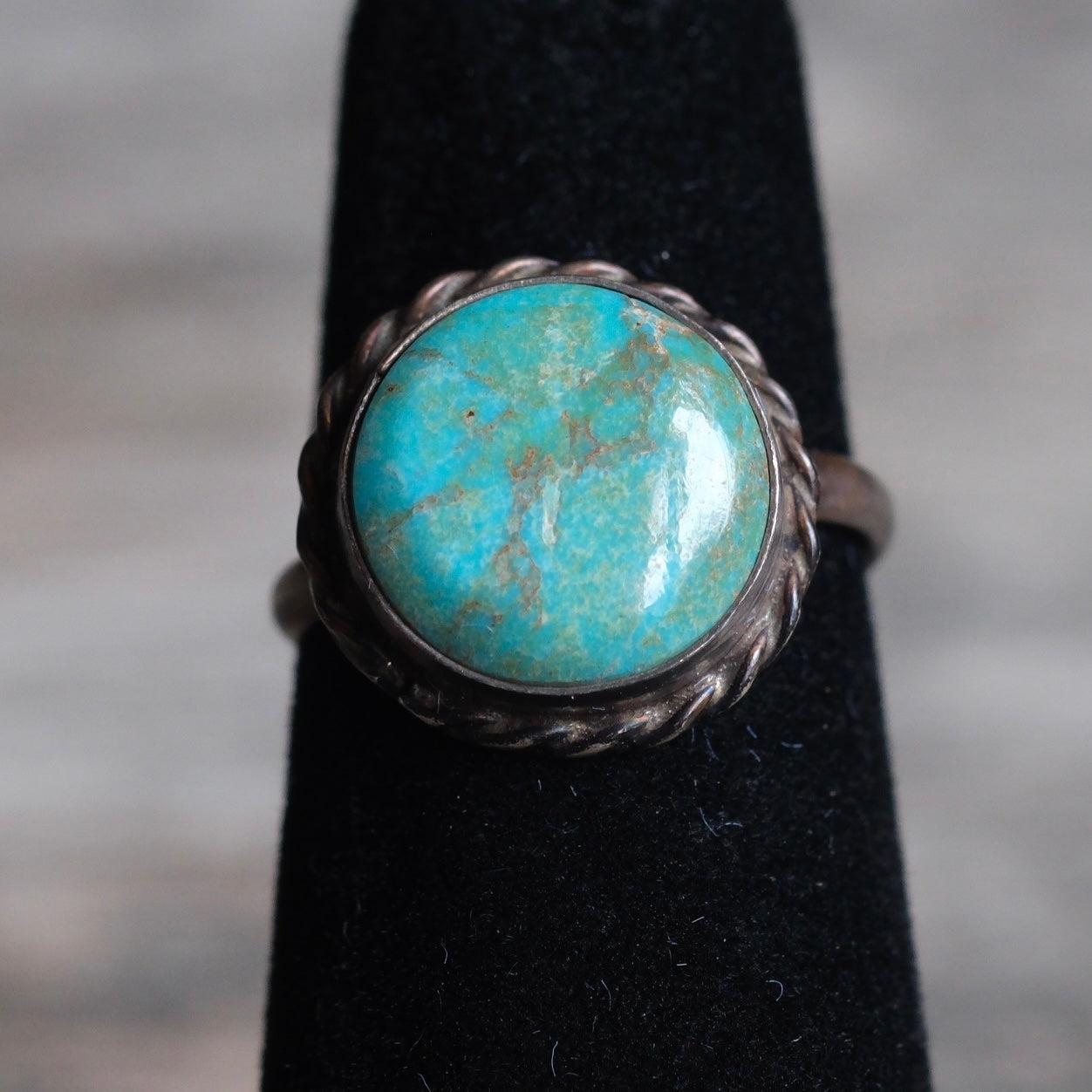 Vintage Sterling Turquoise Ring 3.5