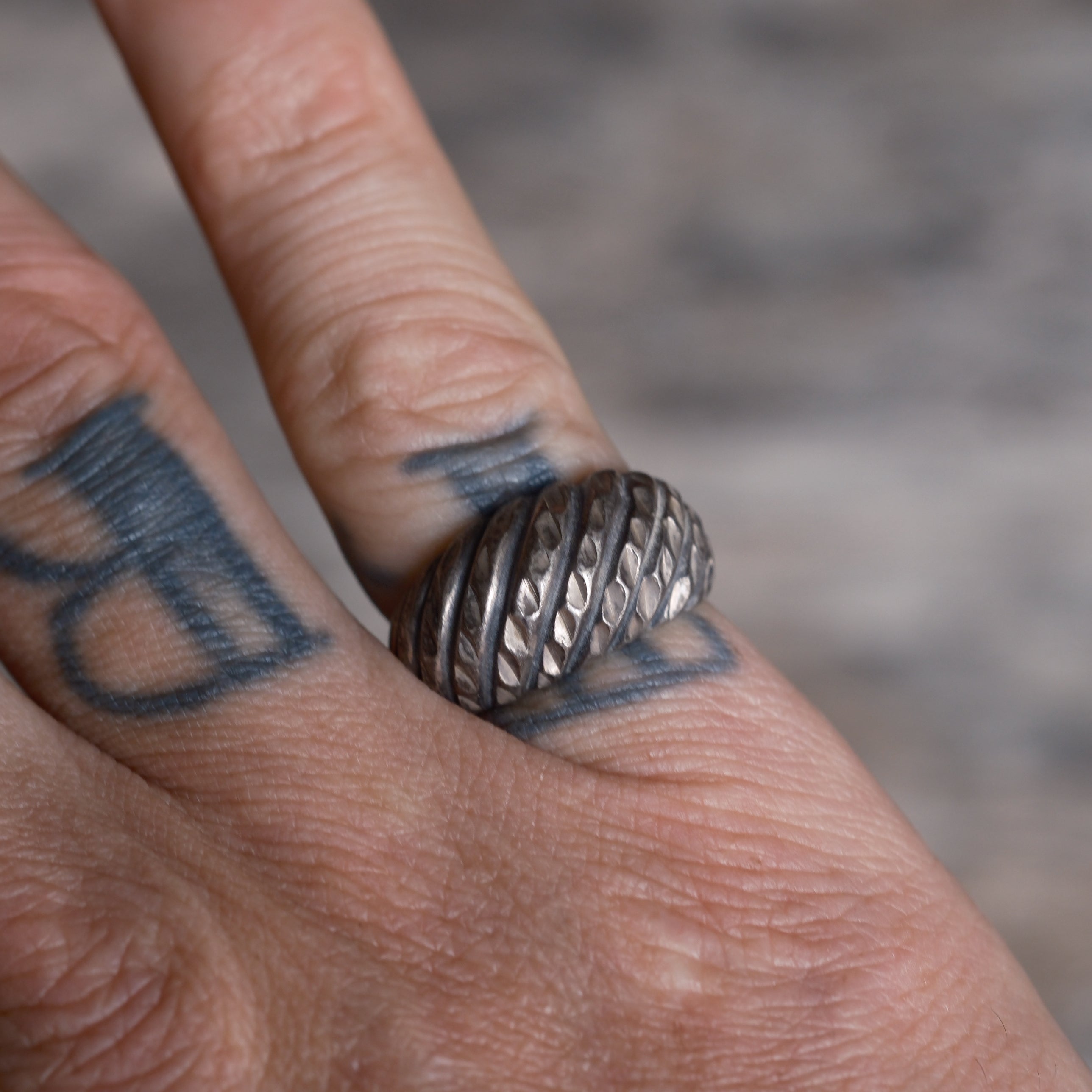 Vintage Sterling Silver Modernist Ring 4.75