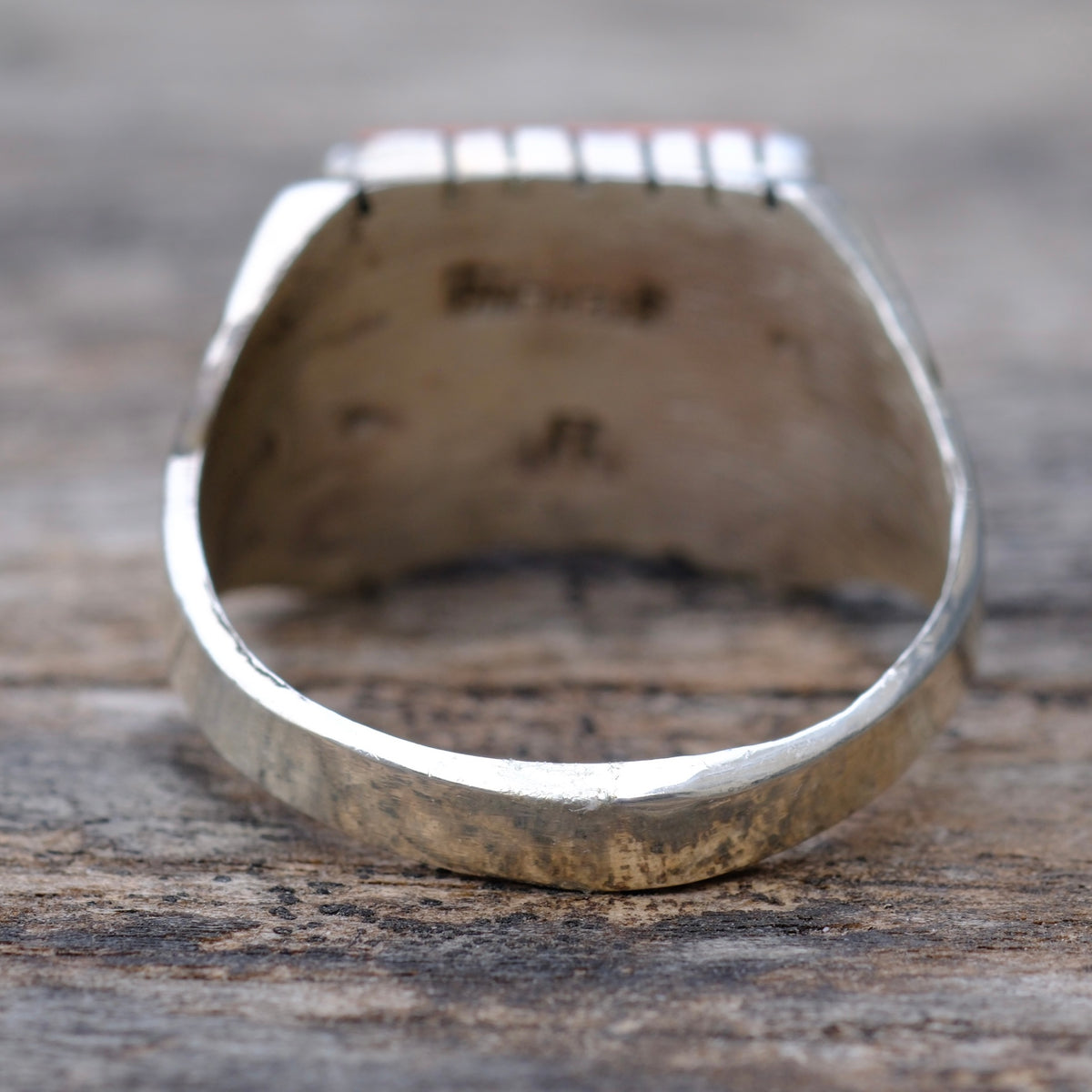 Vintage Sterling Spiny Oyster Ribbed Band Ring 12.75