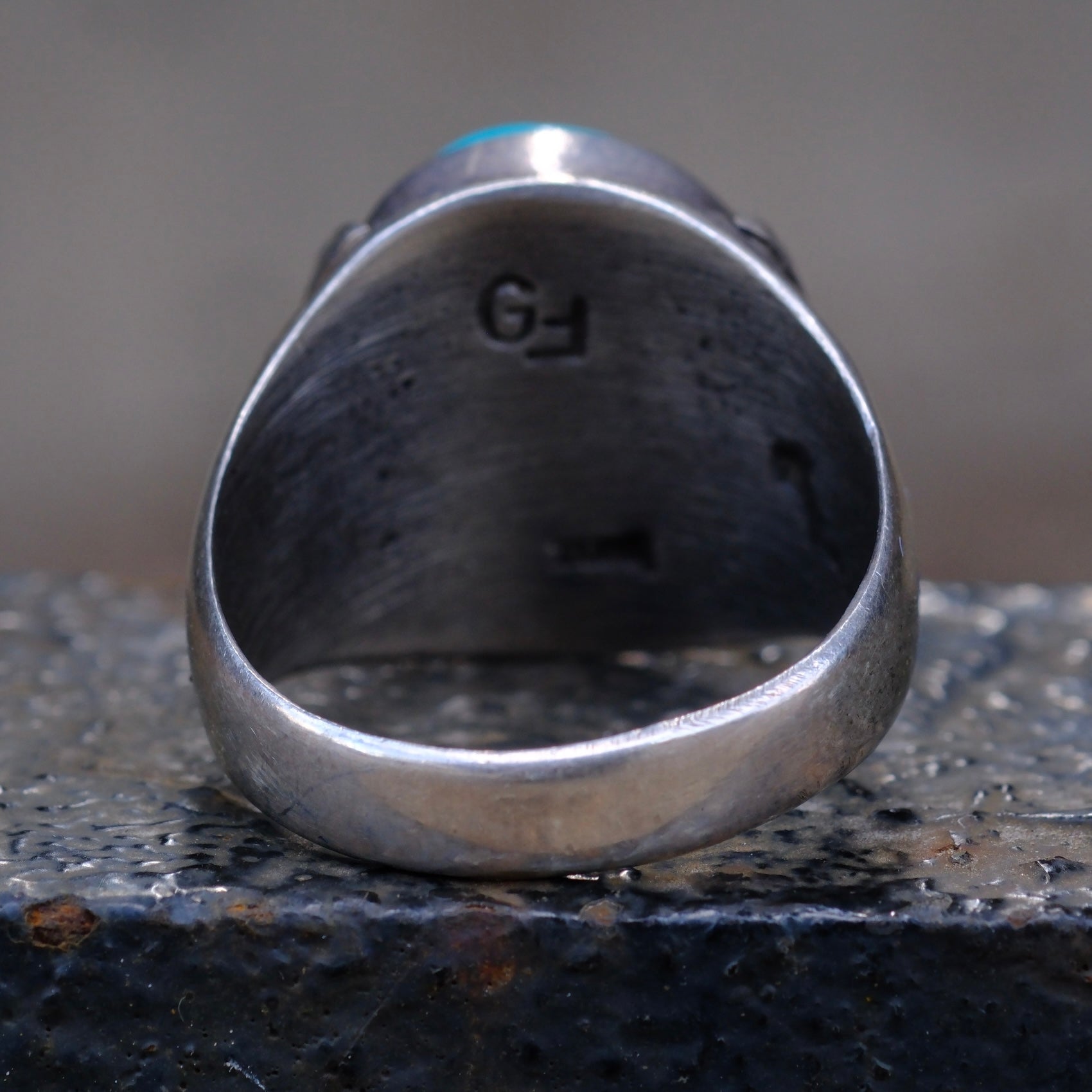 Vintage Sterling Turquoise Ring 13.5