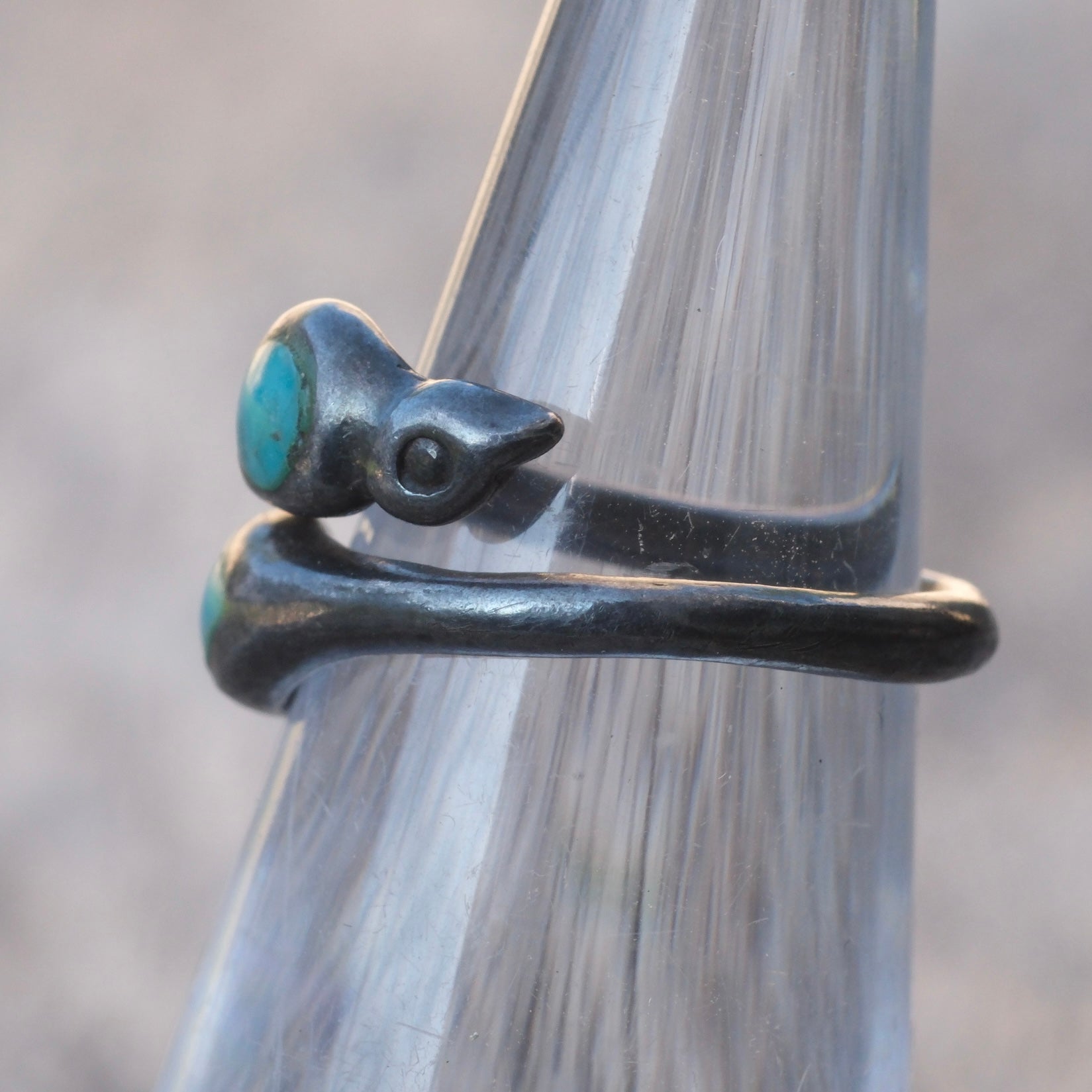 Vintage Sterling Turquoise Overpass Ring 3.25