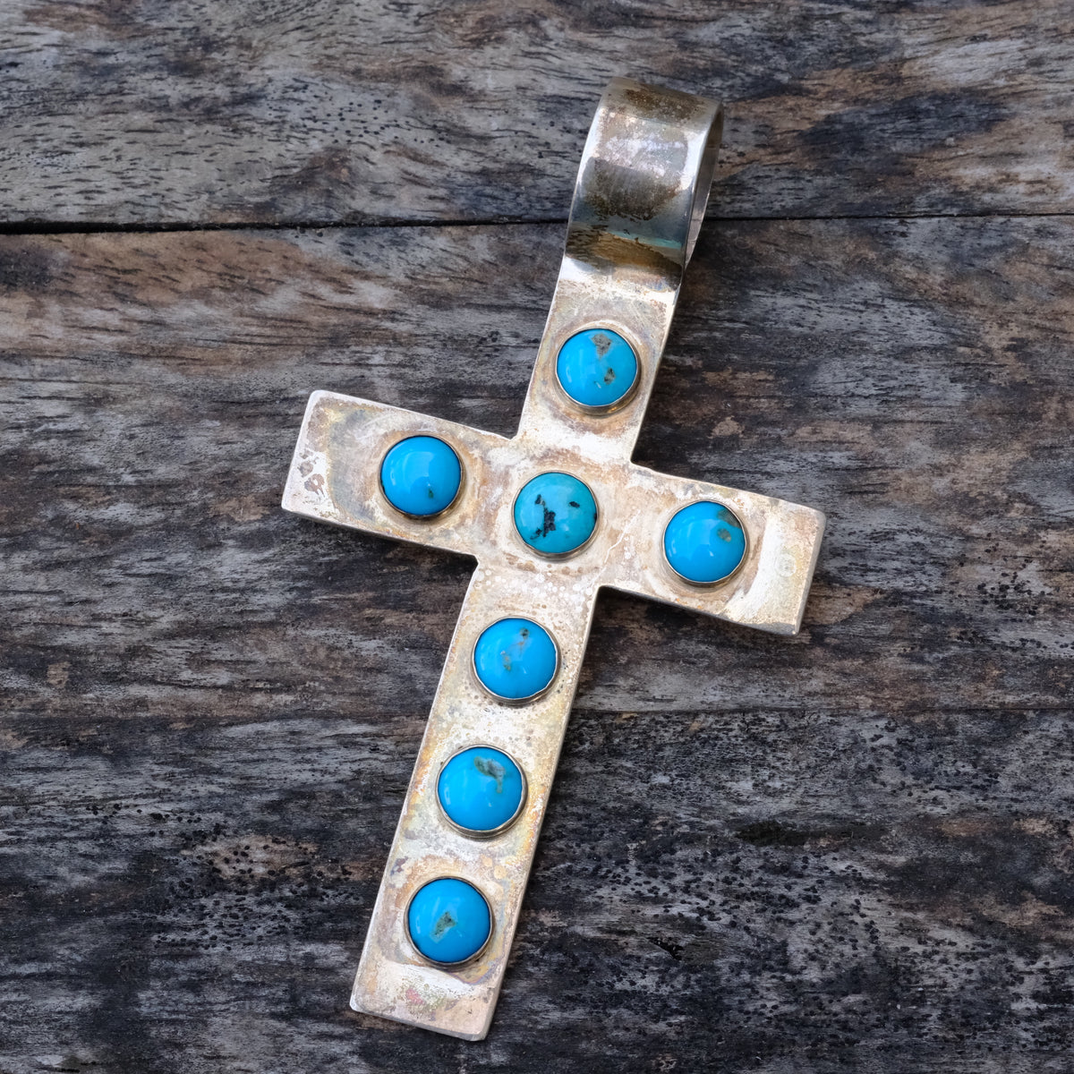 Huge Vintage Sterling Turquoise Pendant