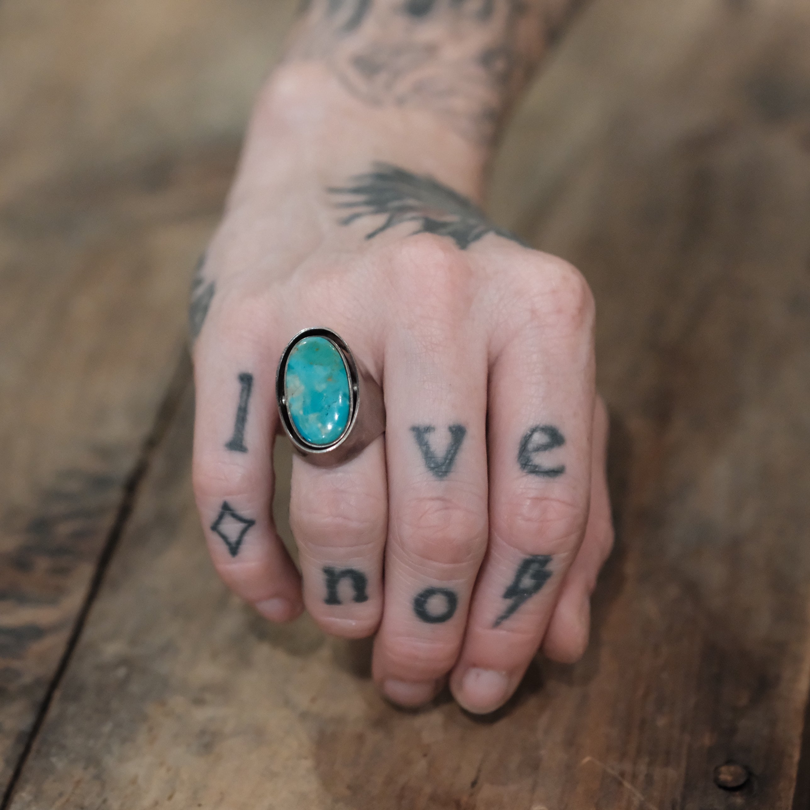 Vintage Sterling Turquoise and Lapis Reversible Ring 5.5