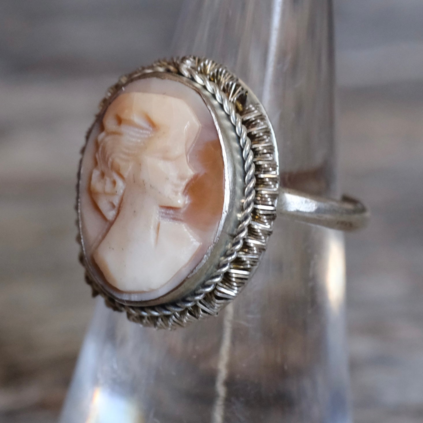 Vintage Sterling Carved Cameo Ring 7