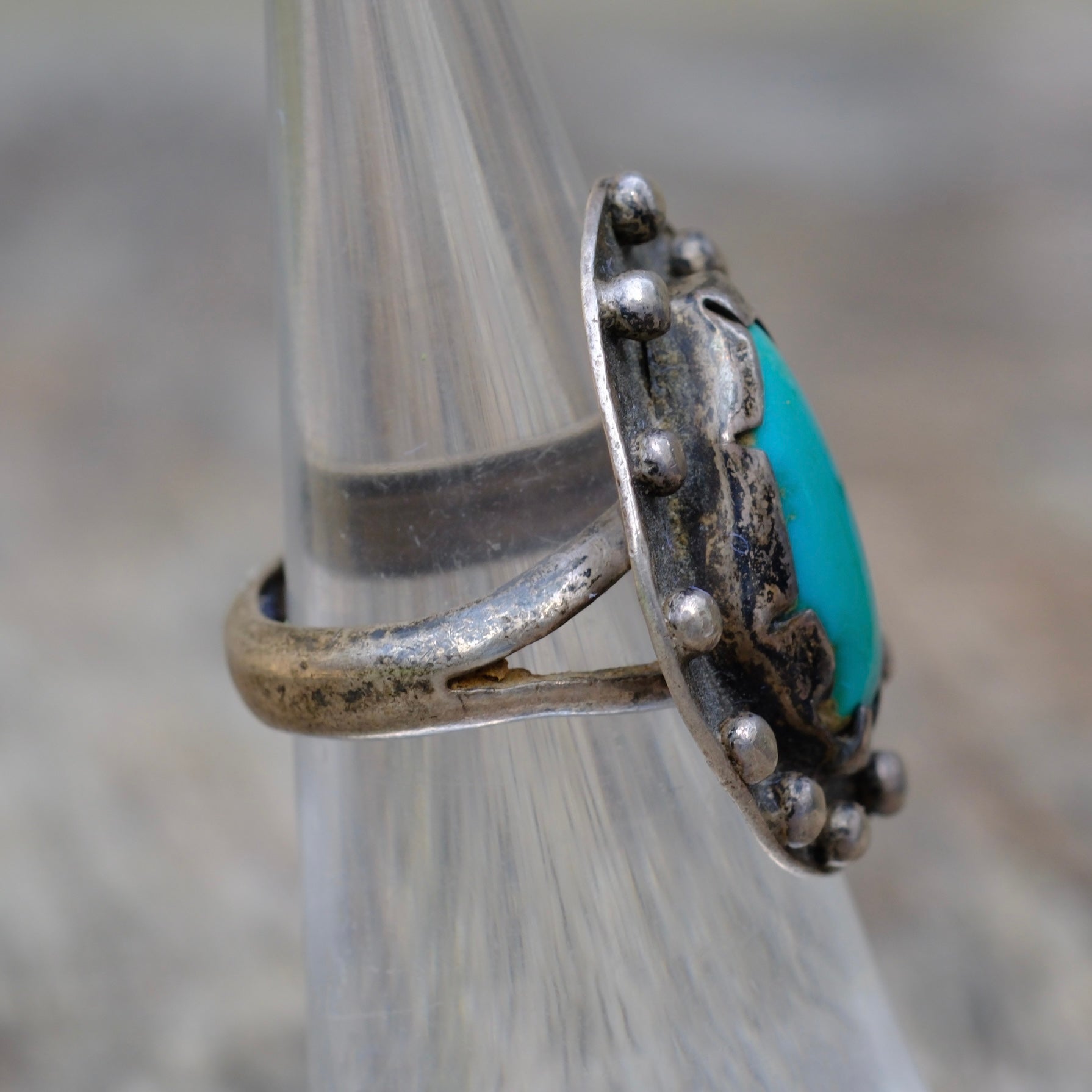 Vintage Sterling Turquoise Ring 6.5