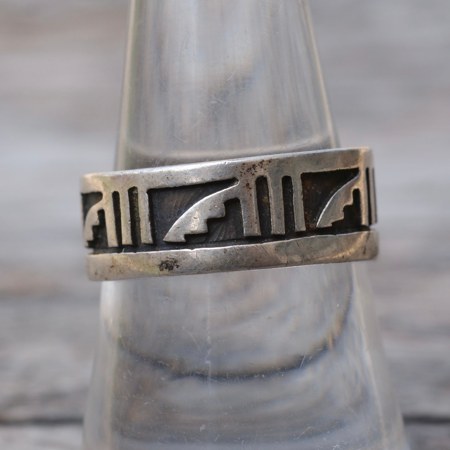 Vintage Sterling Tribal Band Ring 8.5