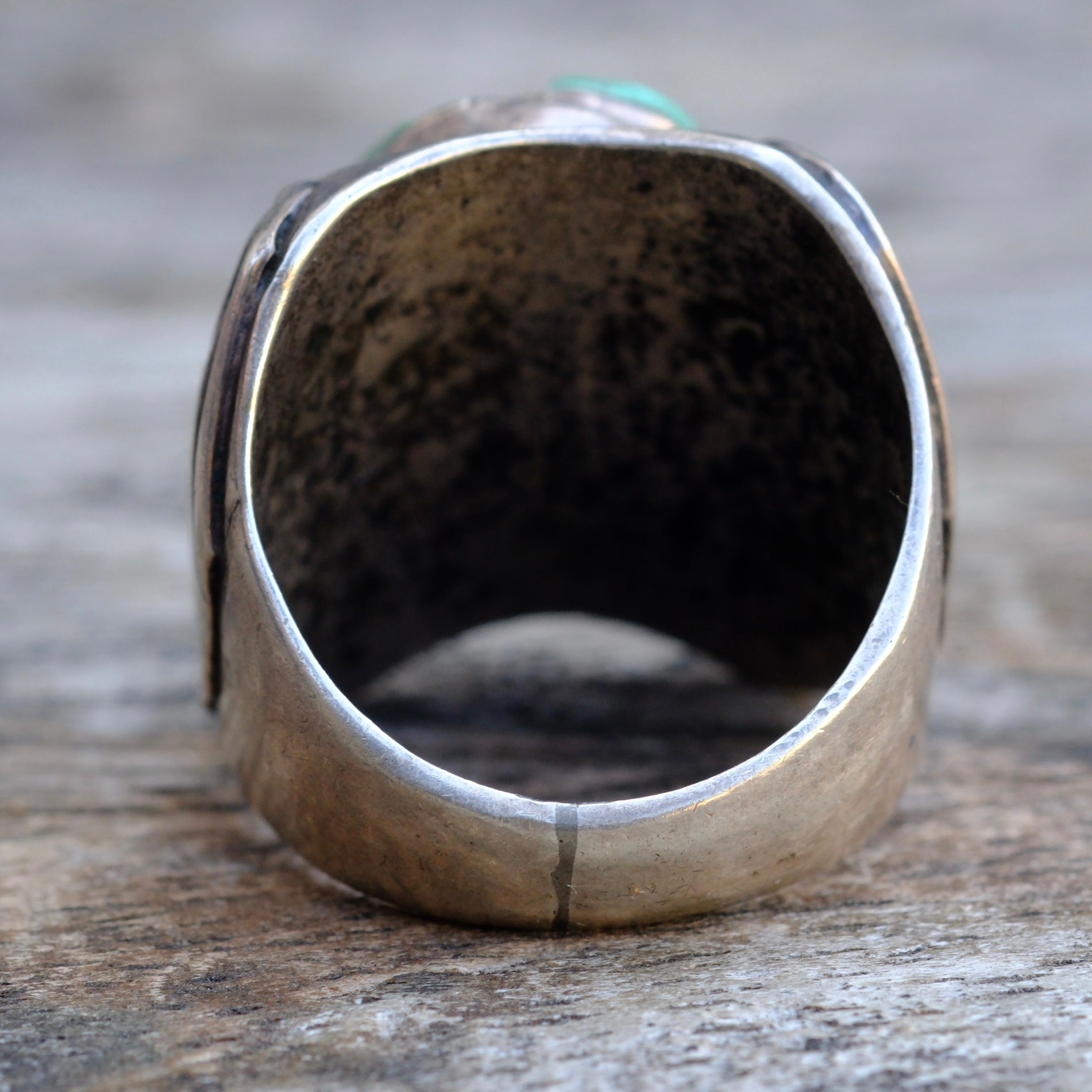 Vintage Sterling Turquoise Stamped Band Ring 9