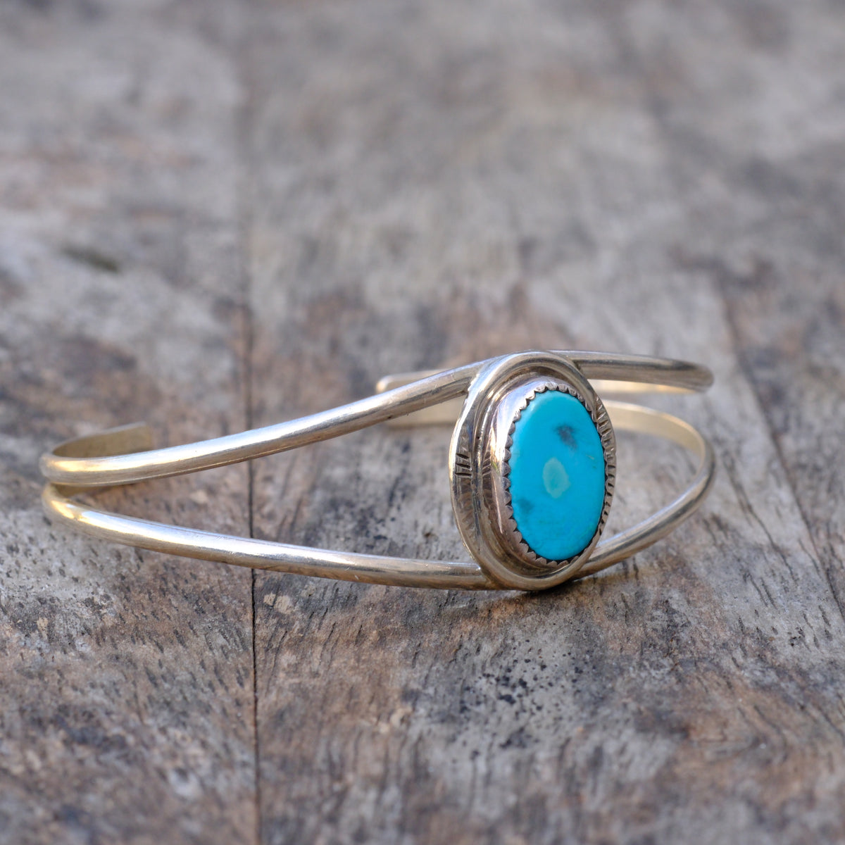 Cuff Vintage Sterling Turquoise Stamped Cuff Bracelet