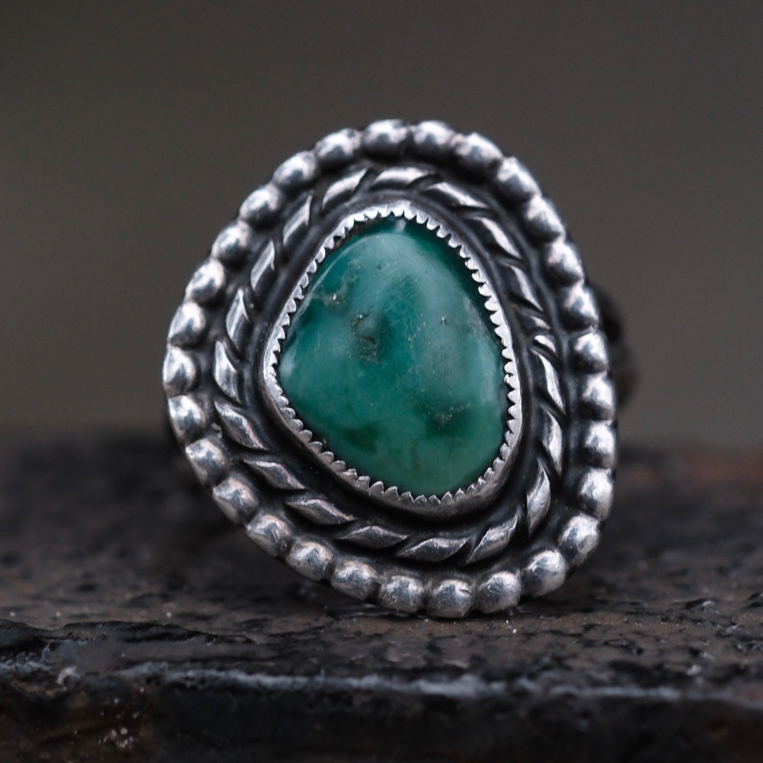 Vintage Sterling Turquoise Ring 6.5