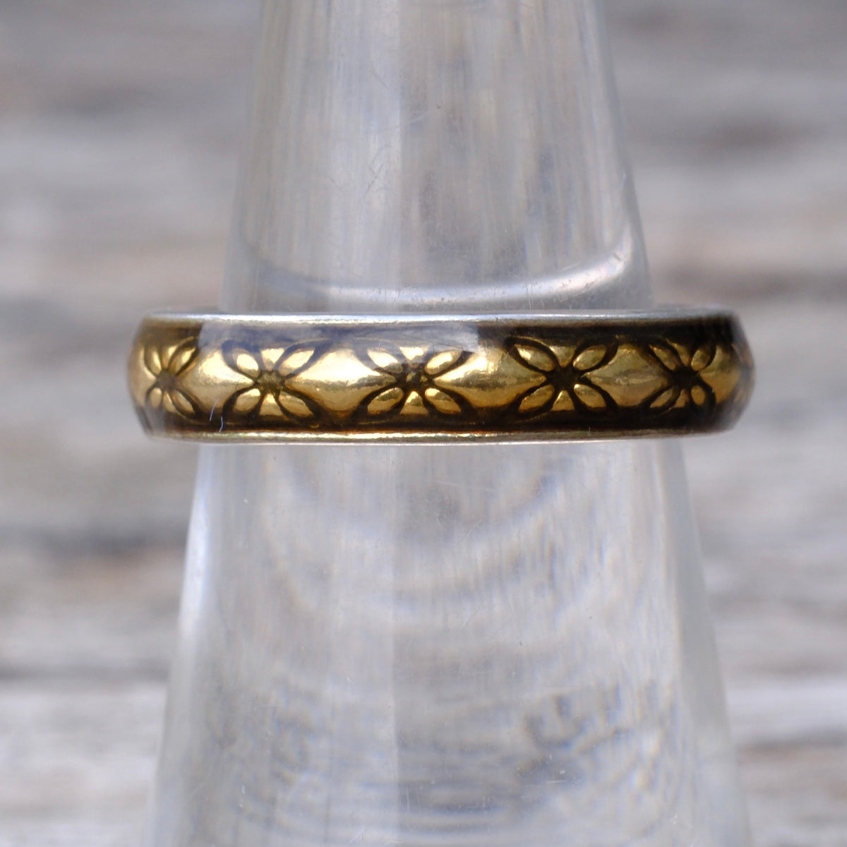 Vintage Sterling and Copper Floral Band Ring 6.75