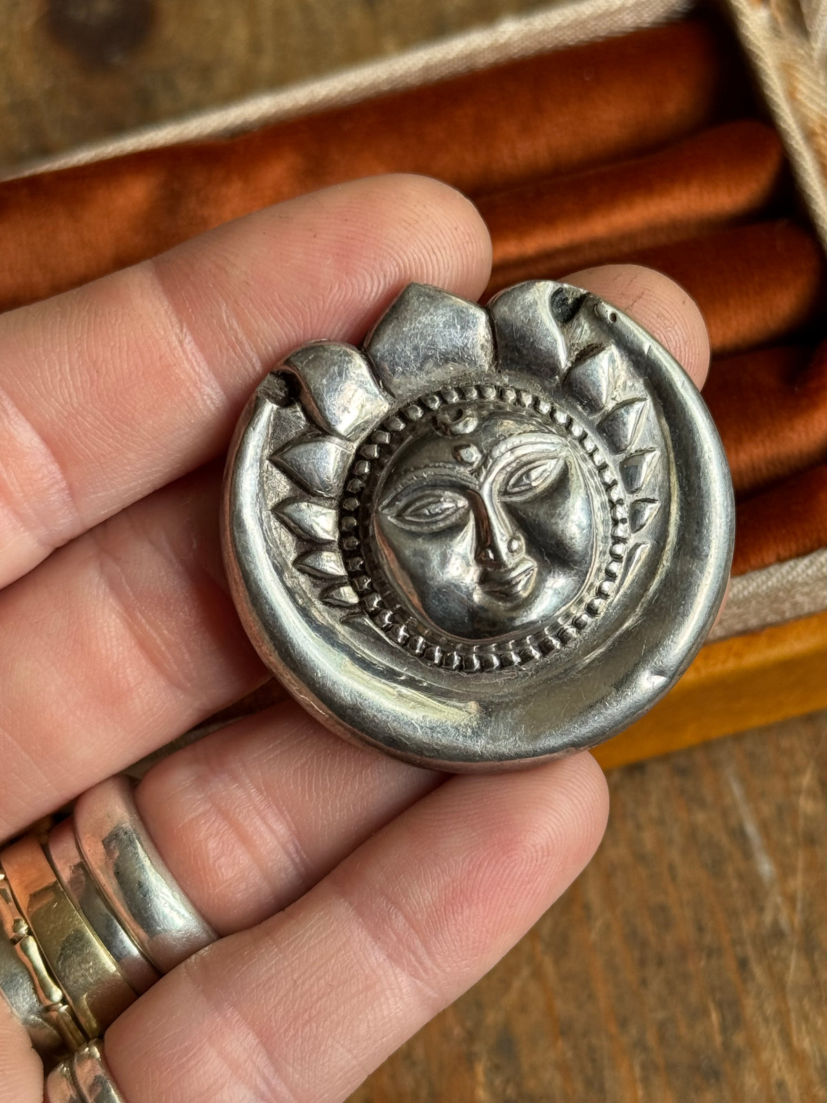 Vintage Sterling Silver Moon Goddess Pin