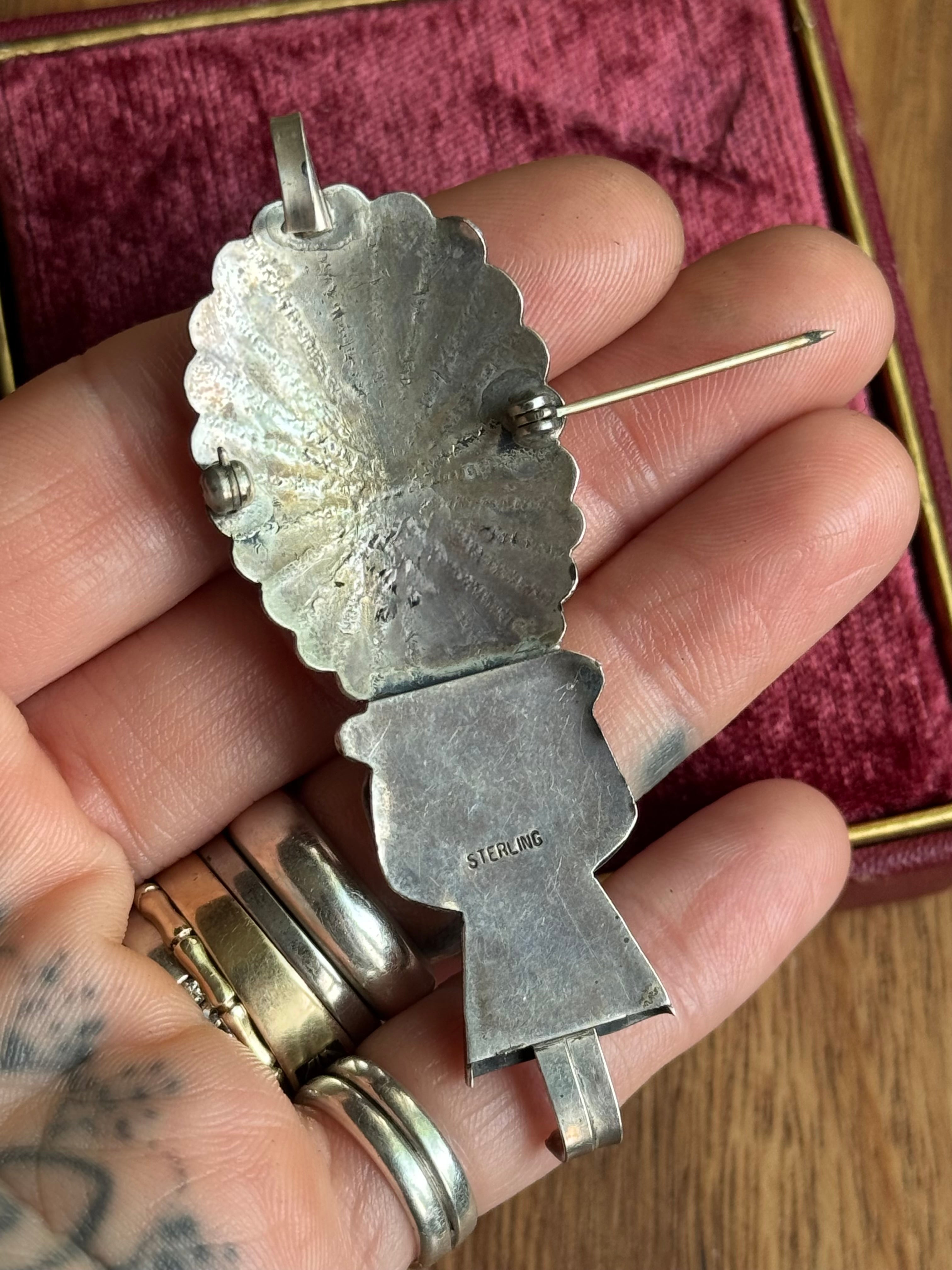 Vintage Sterling Silver Turquoise Kachina Pin/Pendant