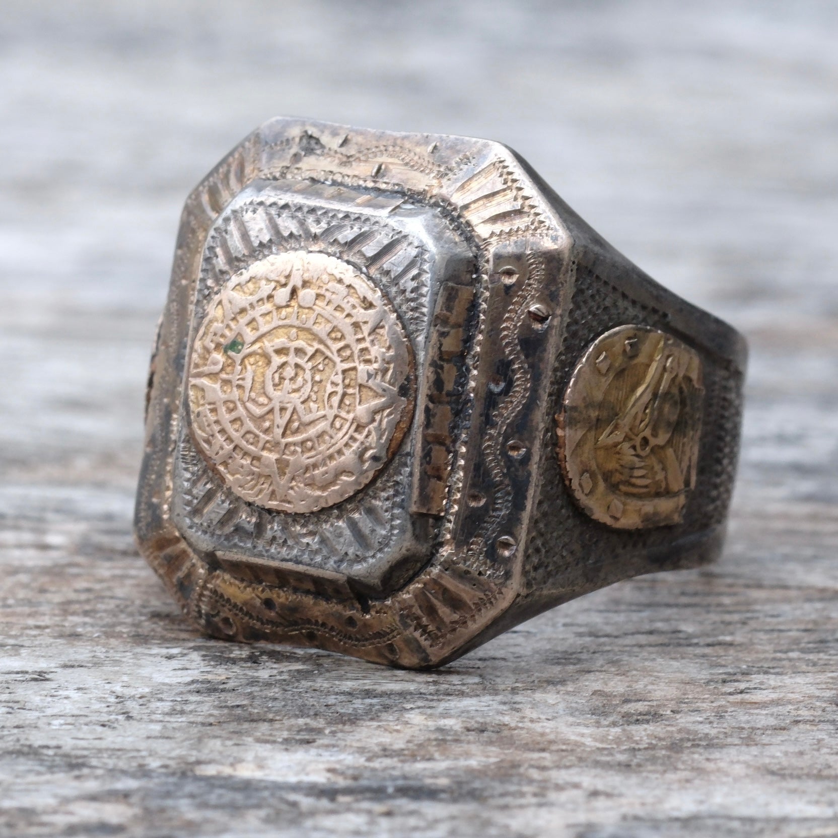 Vintage Sterling Silver Aztec Mexican Biker Ring 11