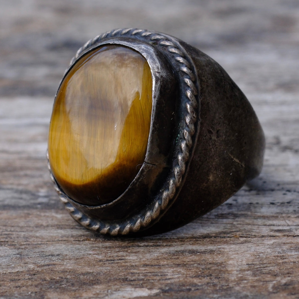 Vintage Sterling Tigers Eye Ring 7.75