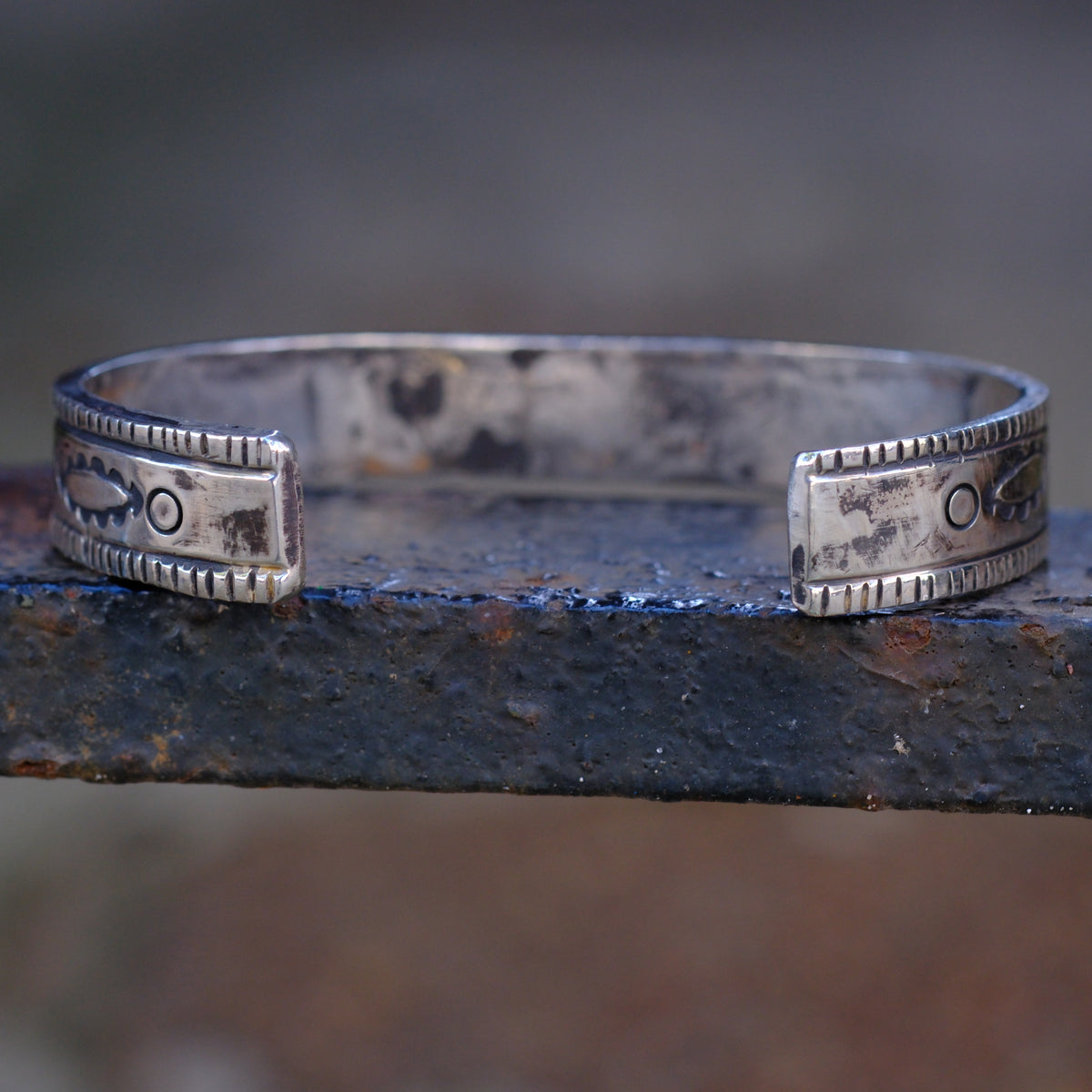 Sterling Silver American Turquoise Stamped Cuff Bracelet