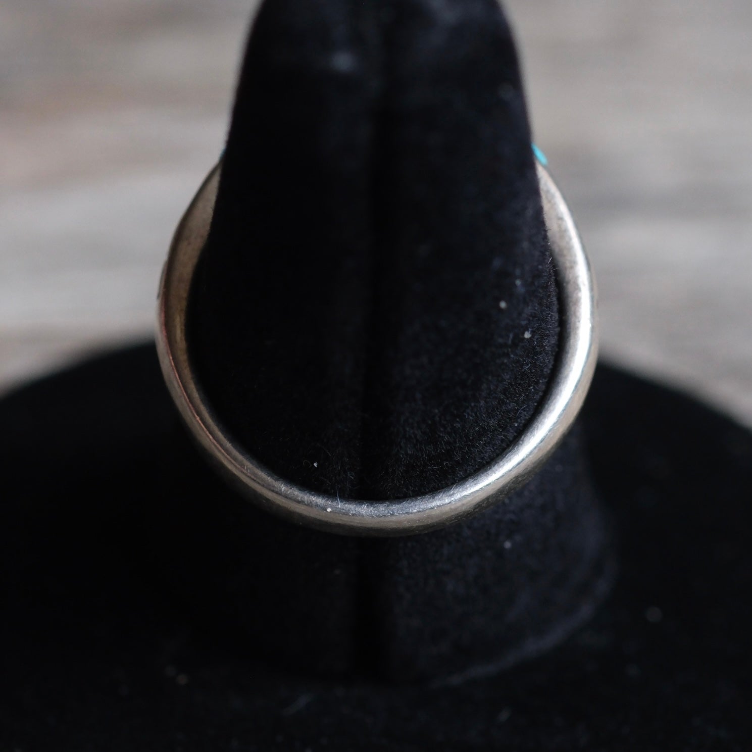 Vintage Sterling Turquoise Inlay Band Ring 7