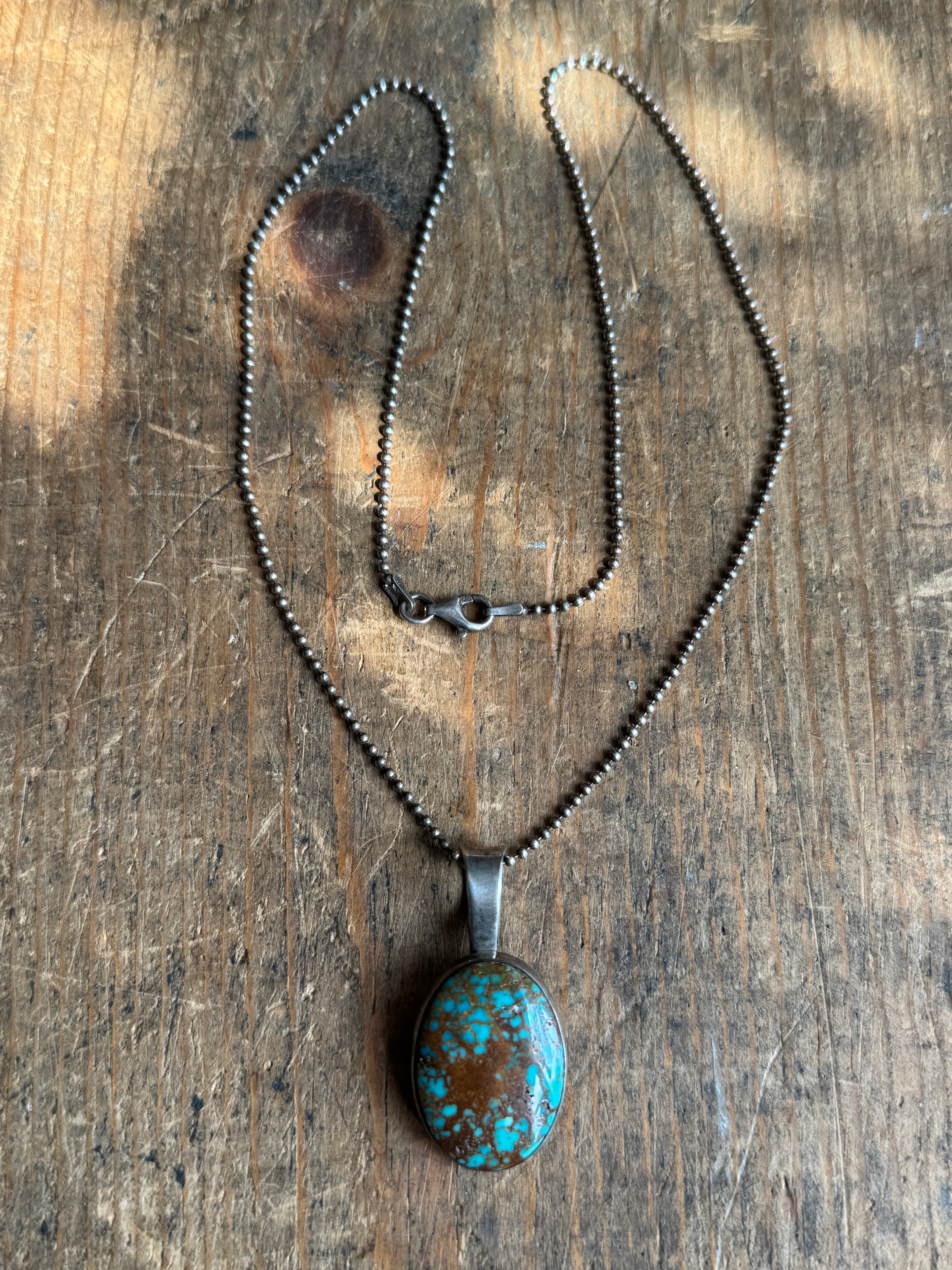 Vintage Sterling Silver Chunky High Grade Turquoise 17" Necklace