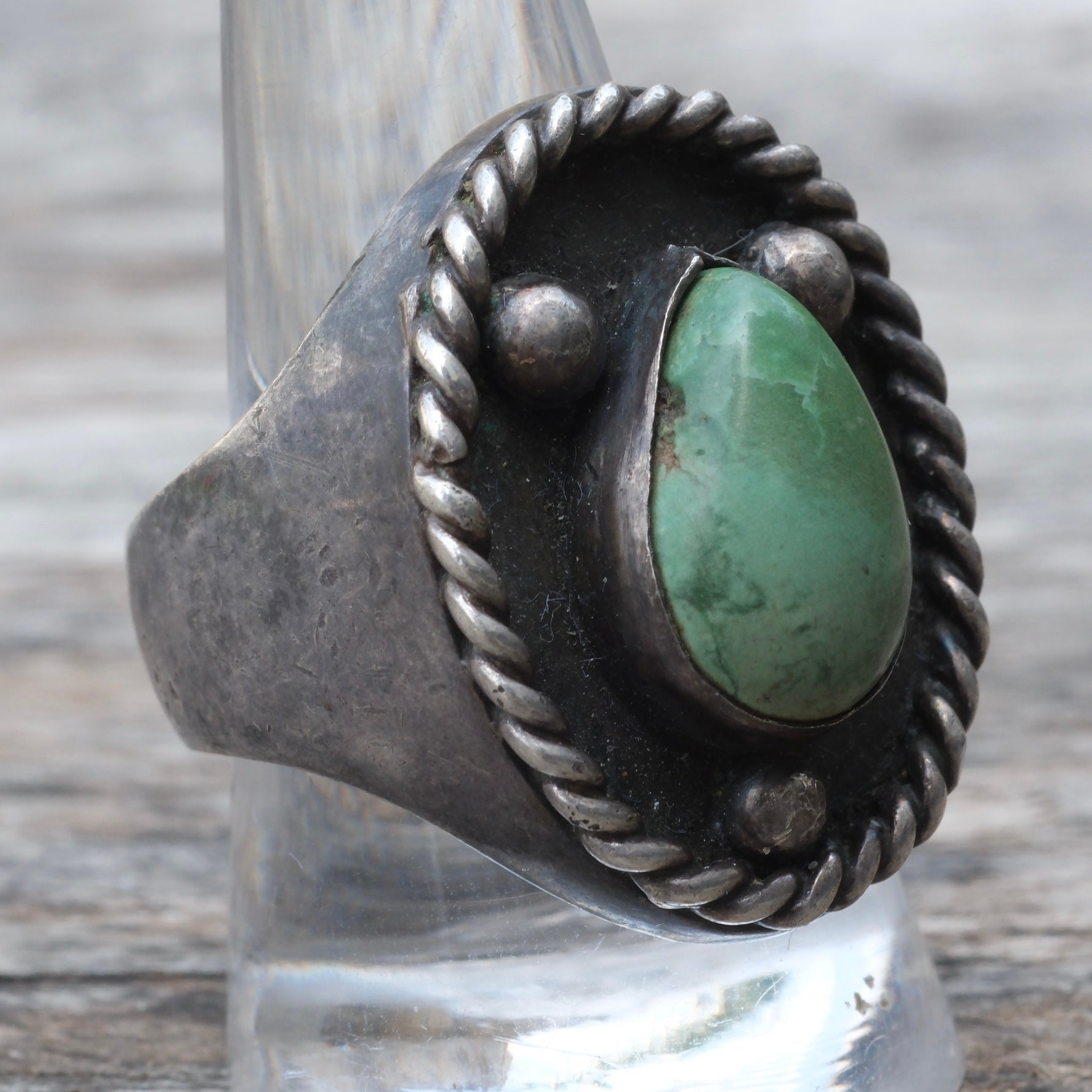 Chunky Vintage Sterling Turquoise Ring 11
