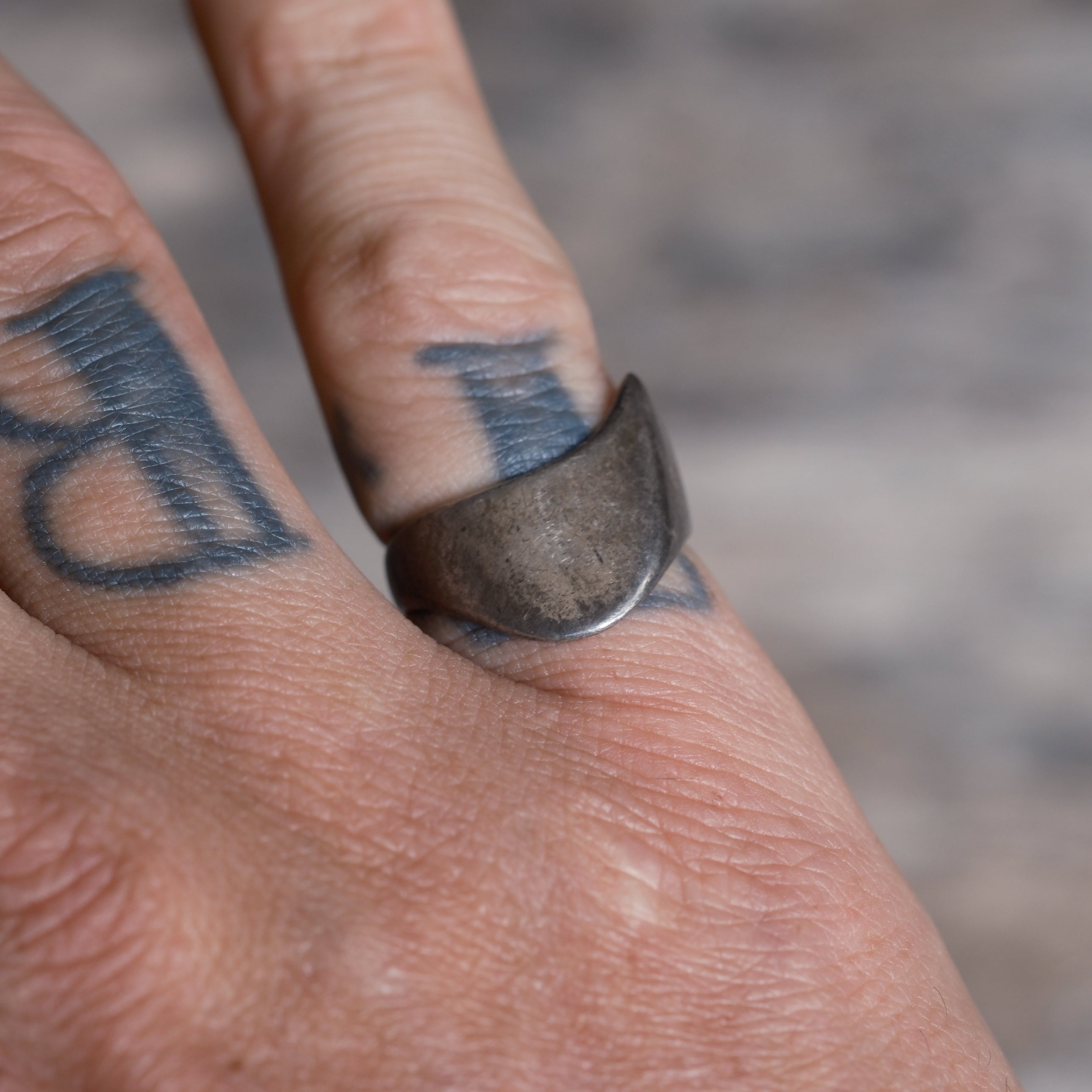 Vintage Sterling Silver Modernist Ring 5.25