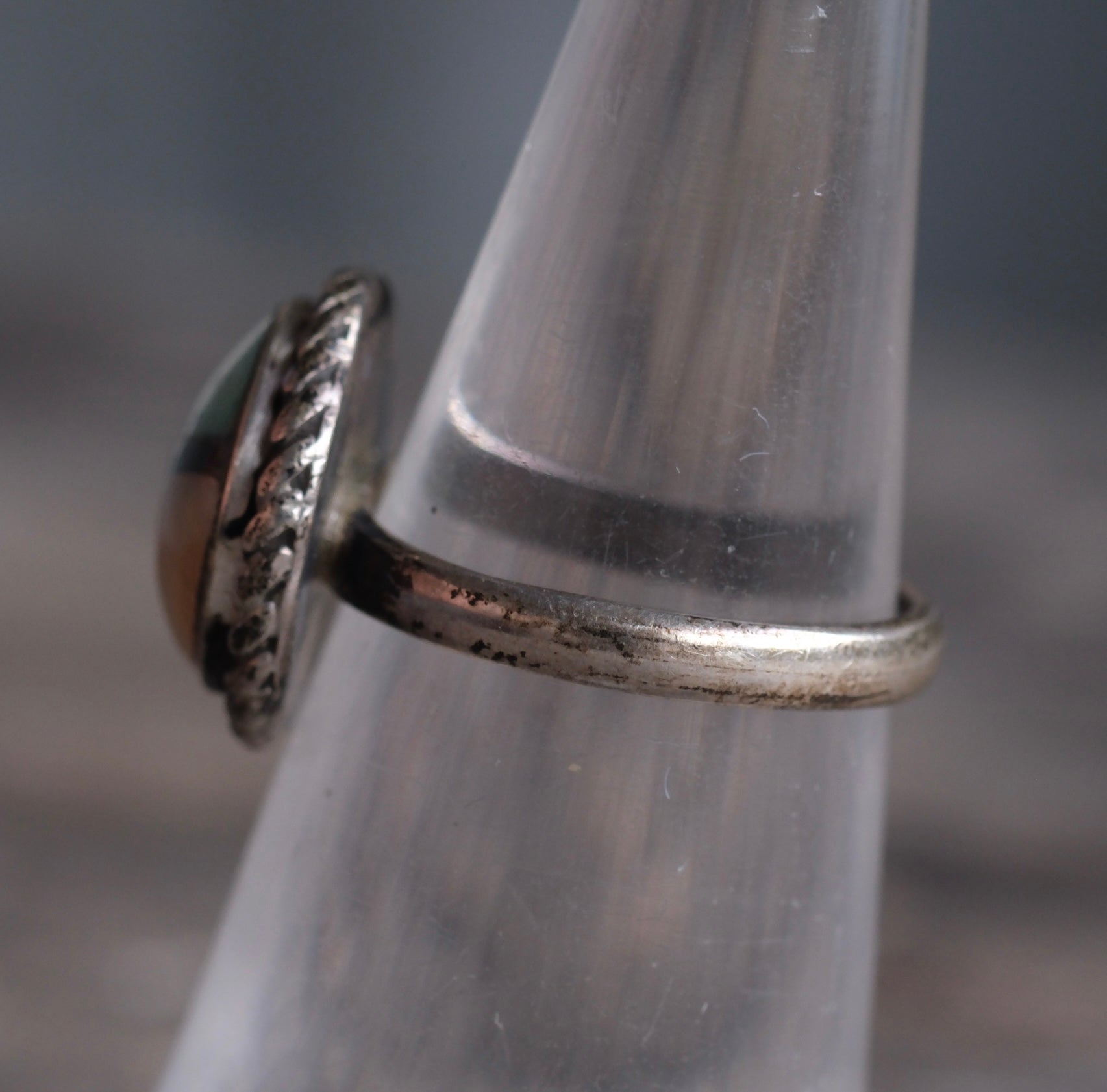 Vintage Sterling Zuni Inlay Roper Ring 5