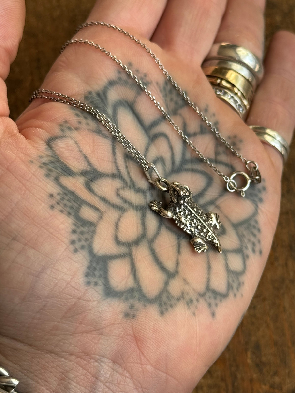 Vintage Sterling Silver Horned Toad Necklace