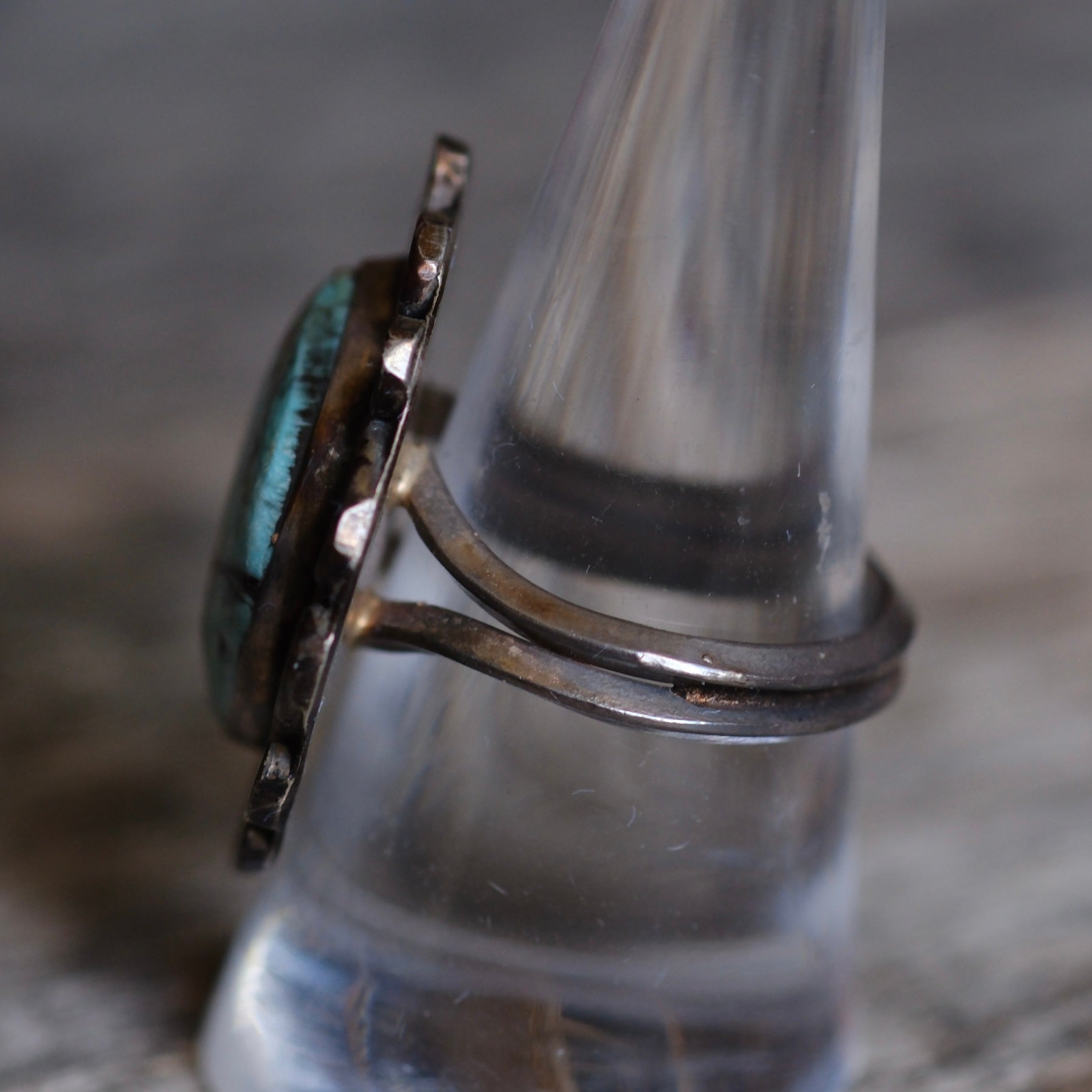 Vintage Sterling Turquoise Florette Ring 9