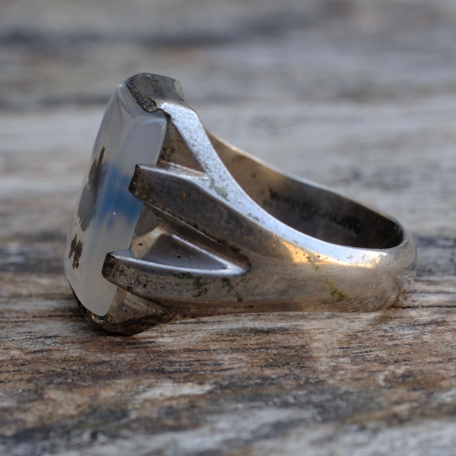 Vintage Sterling Agate Deco Signet Ring 9