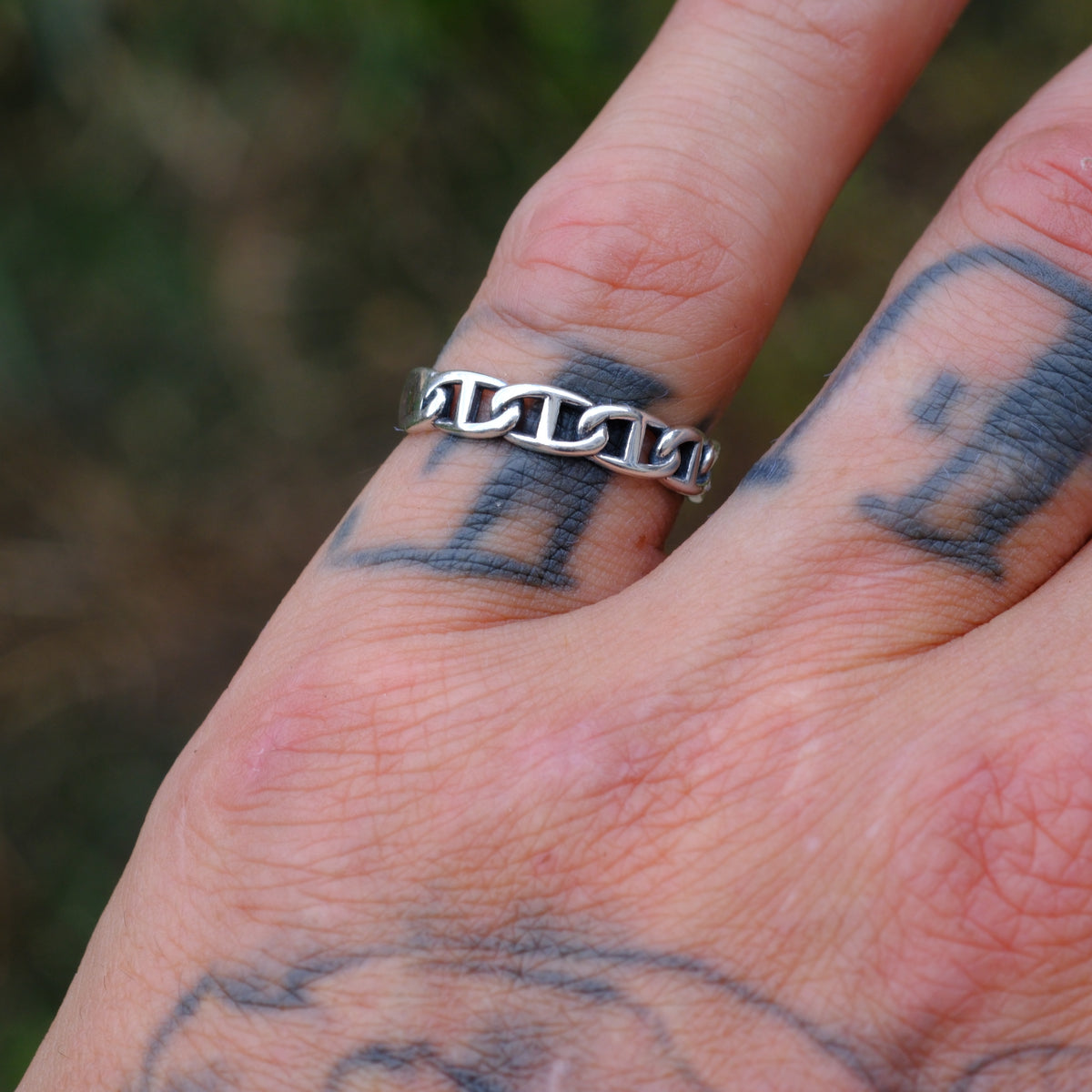 Vintage Sterling Chain Band Ring 7