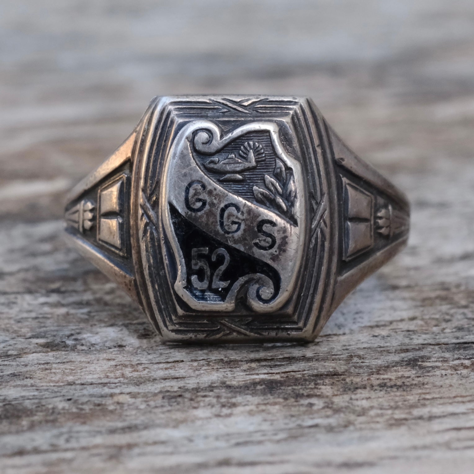 Vintage Sterling Silver GGS 1952 Signet Ring 7.25