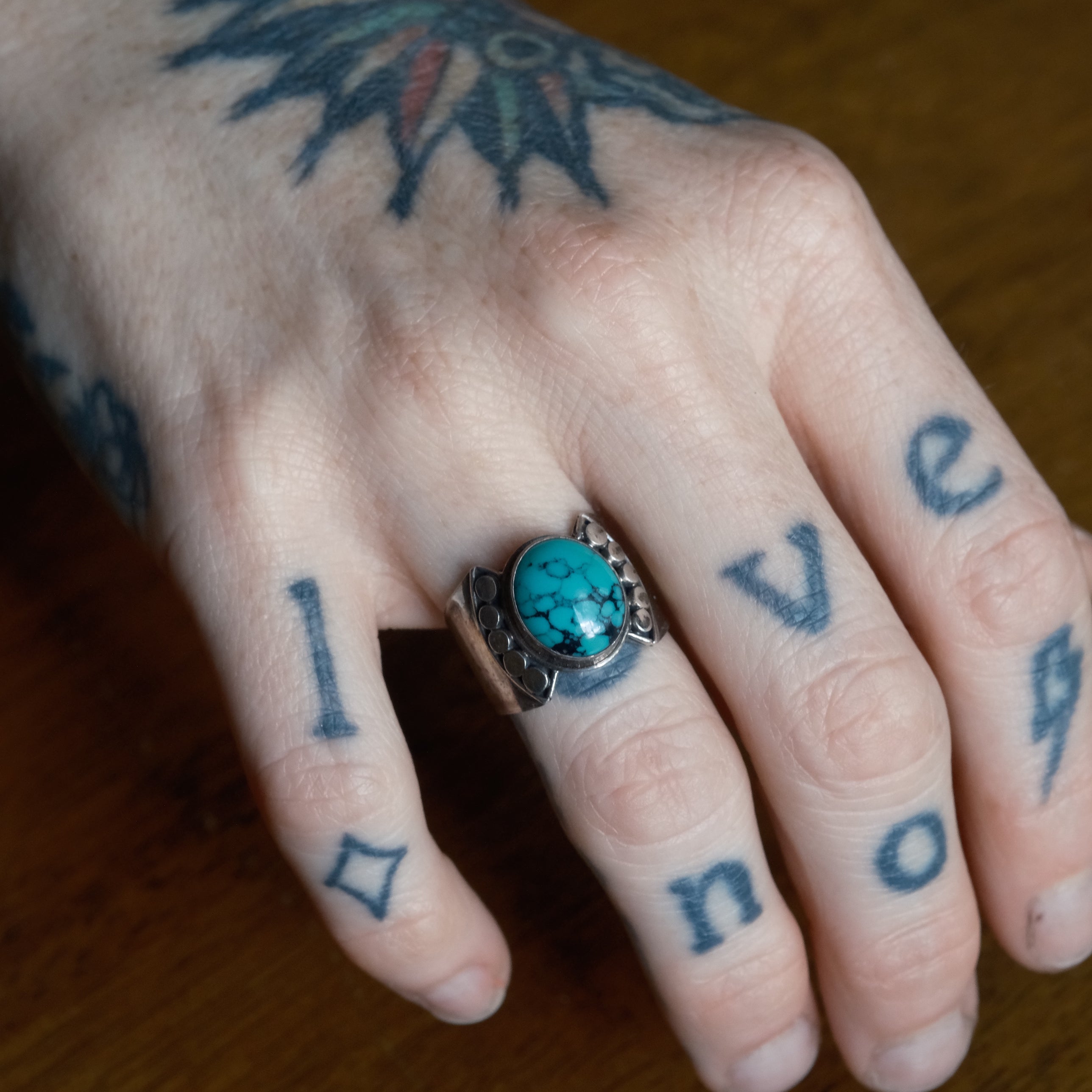Vintage Sterling Turquoise Ring 6.5