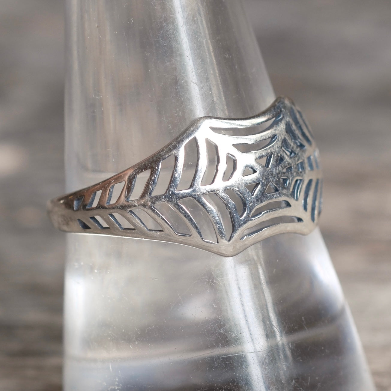 Vintage Sterling Silver Spiderweb Ring 9.75